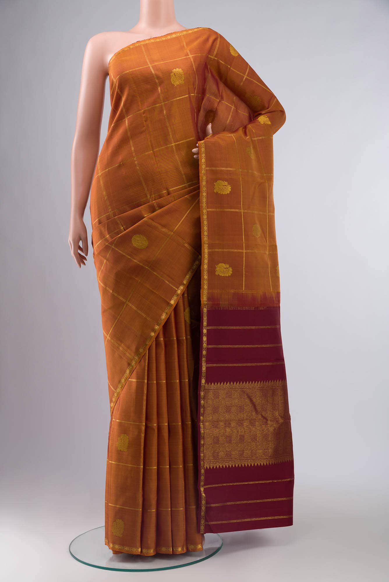 Mustard Kanchipuram Silk Saree