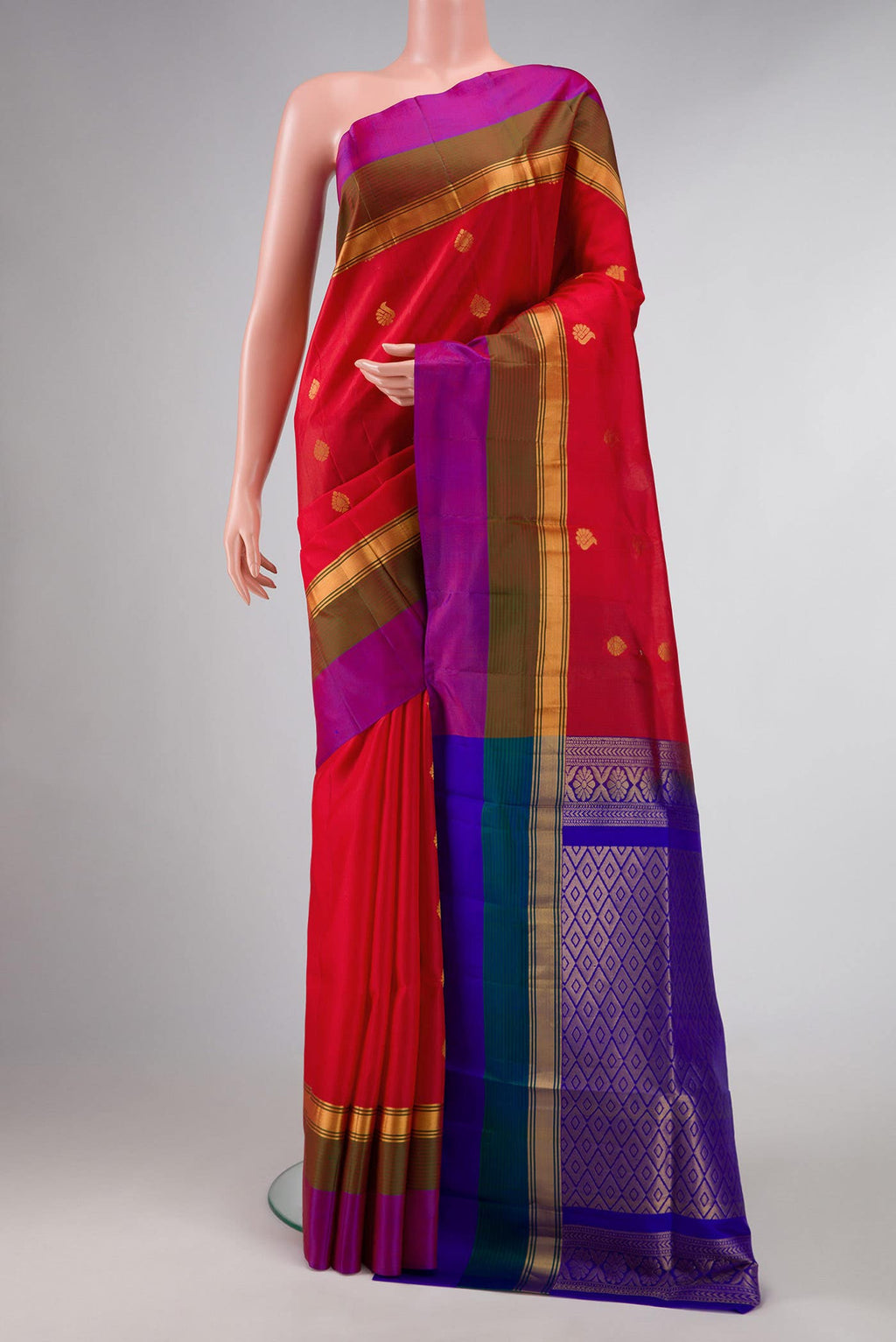 Red Dual Tone Soft Silk Saree