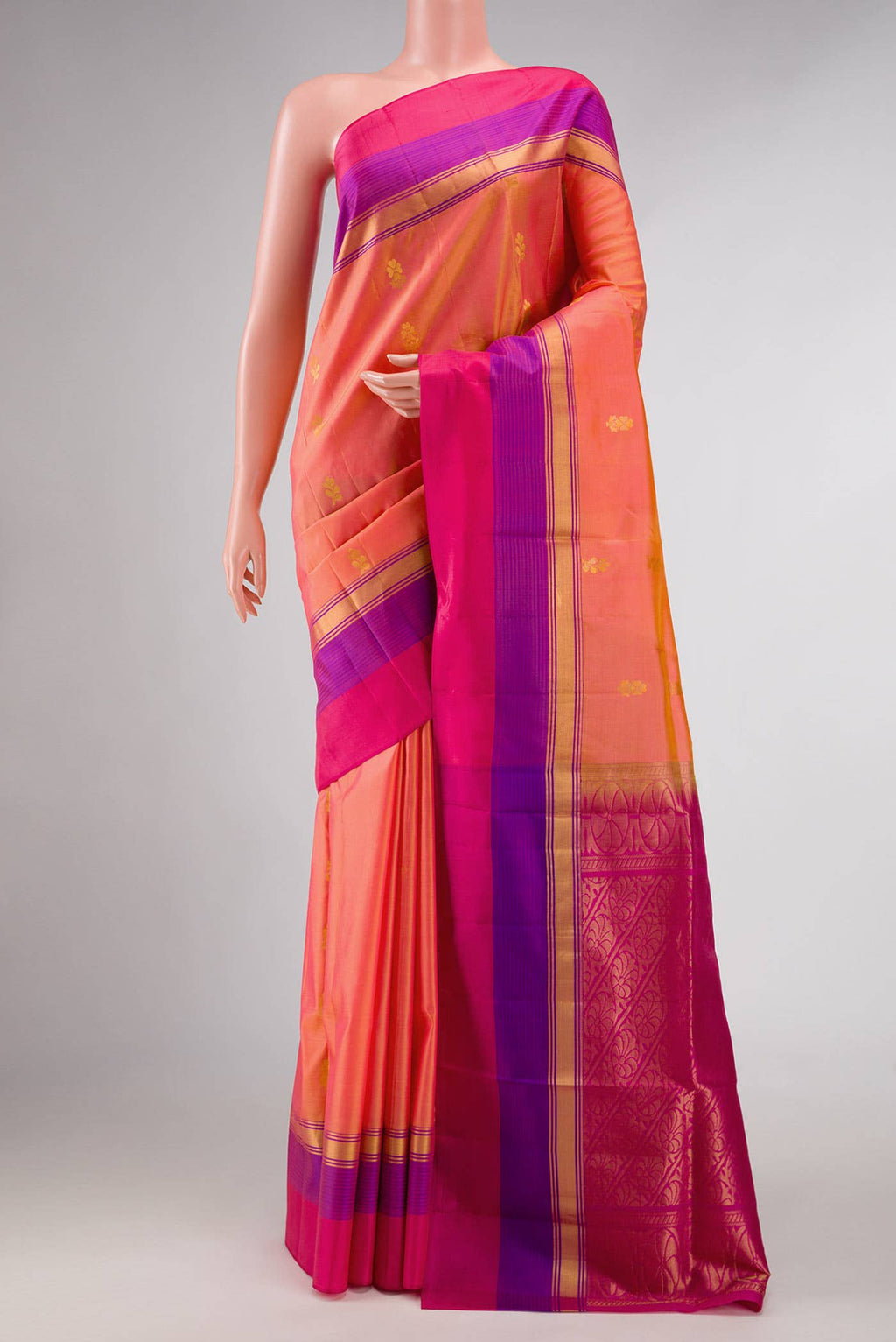 Coral Dual Tone Soft Silk Saree