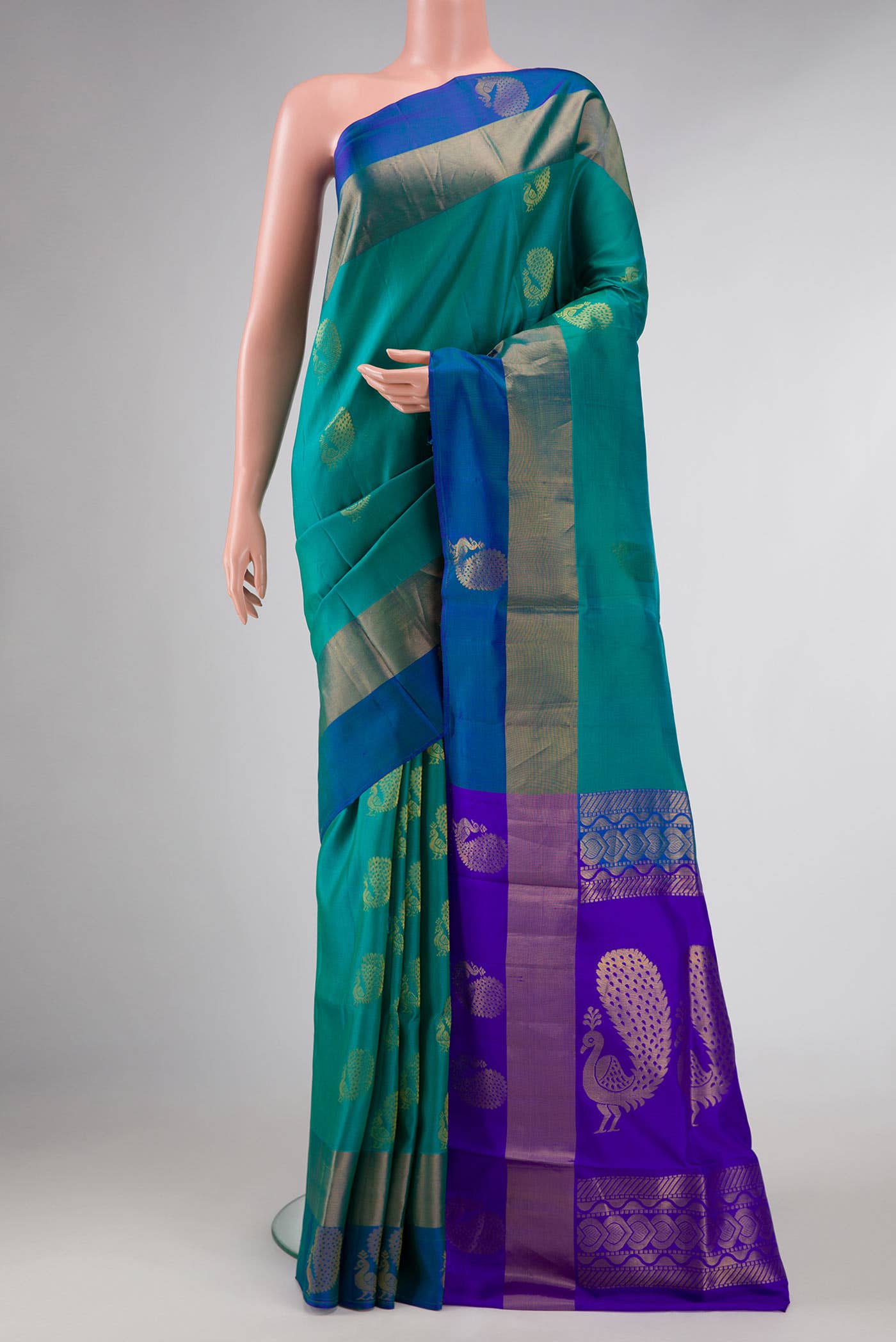 Green Dual Tone Soft Silk Saree