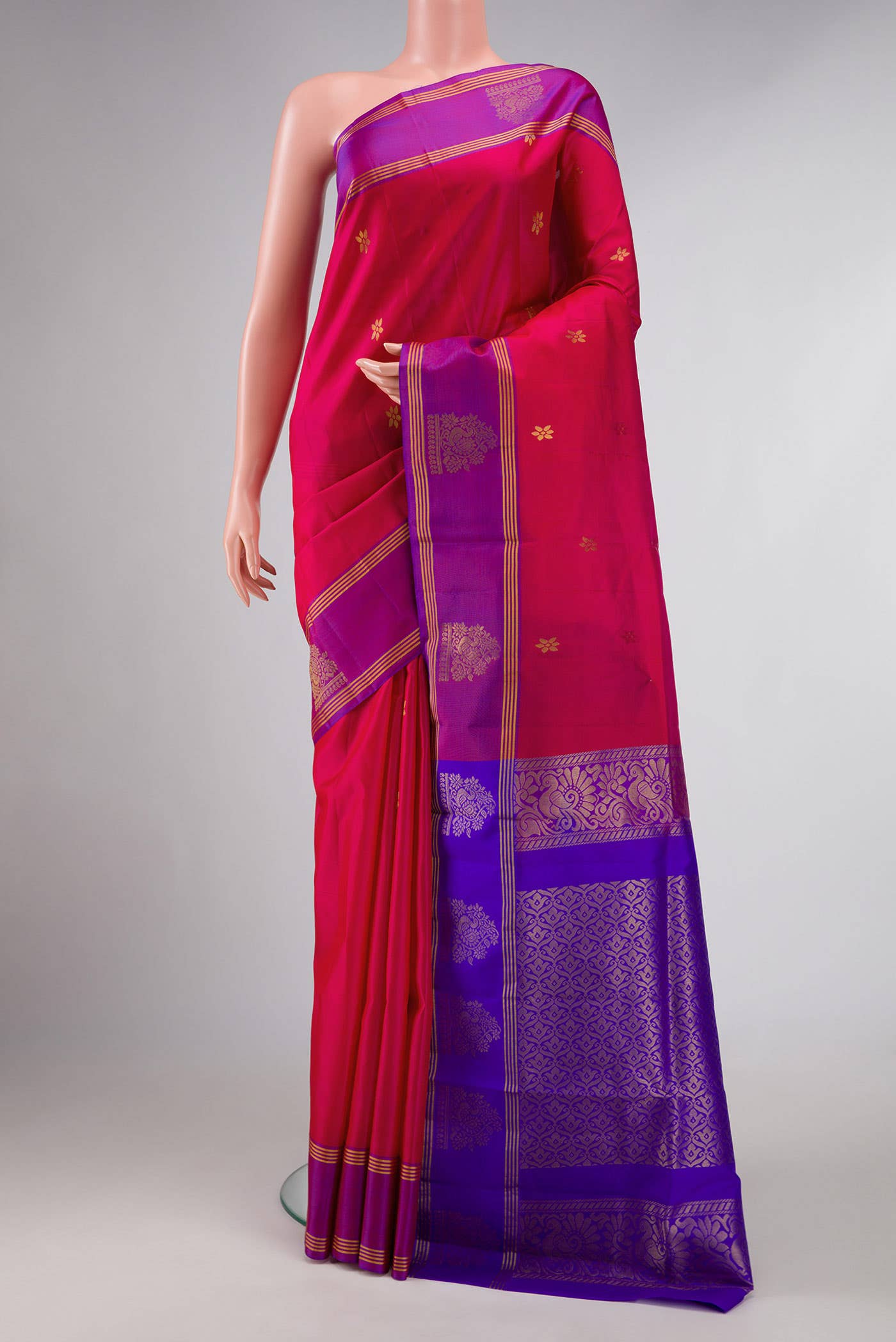 Dark Pink Dual Tone Soft Silk Saree
