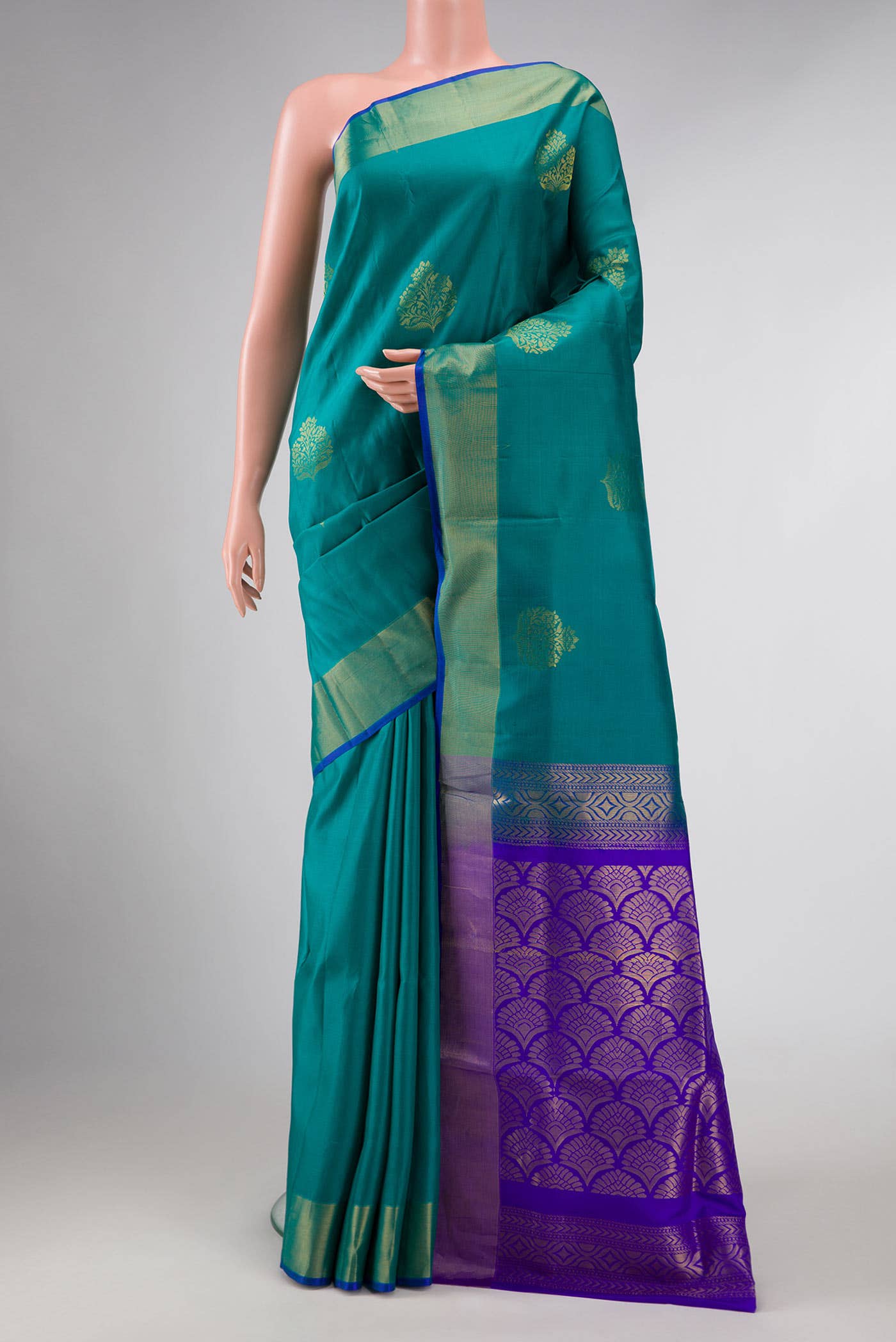 Green Dual Tone Soft Silk Saree