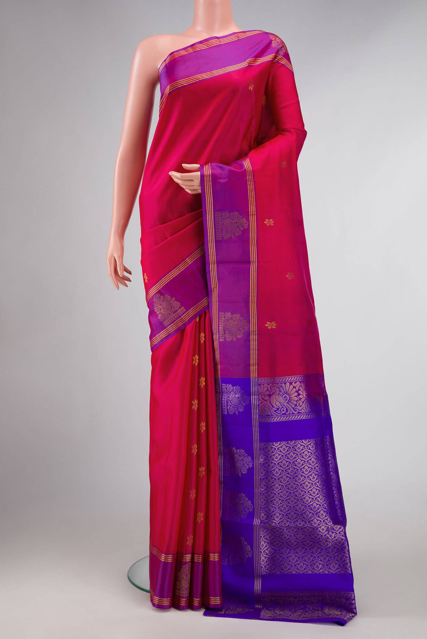 Dark Pink Dual Tone Soft Silk Saree