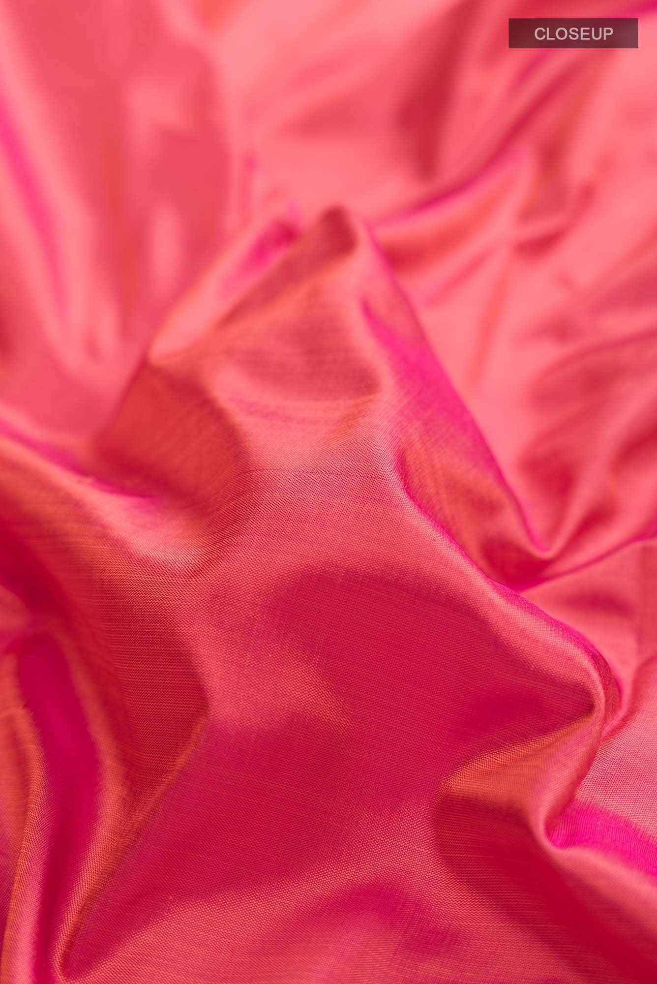 Pure Silk Pure Zari Pink with Orange Dual Tone Kanchipuram Saree
