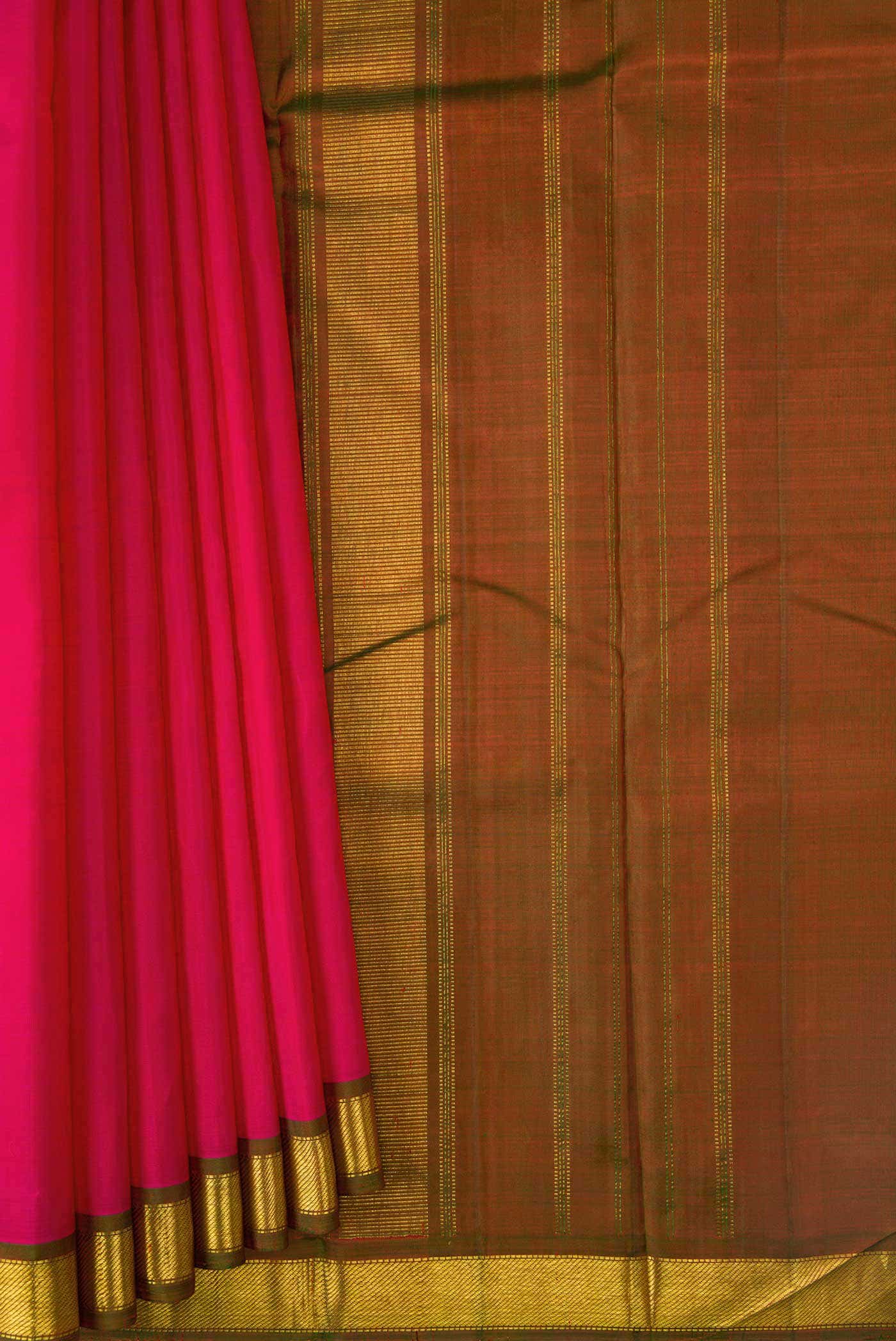 Pure Silk Pure Zari Dark Pink Dual Tone Kanchipuram Saree