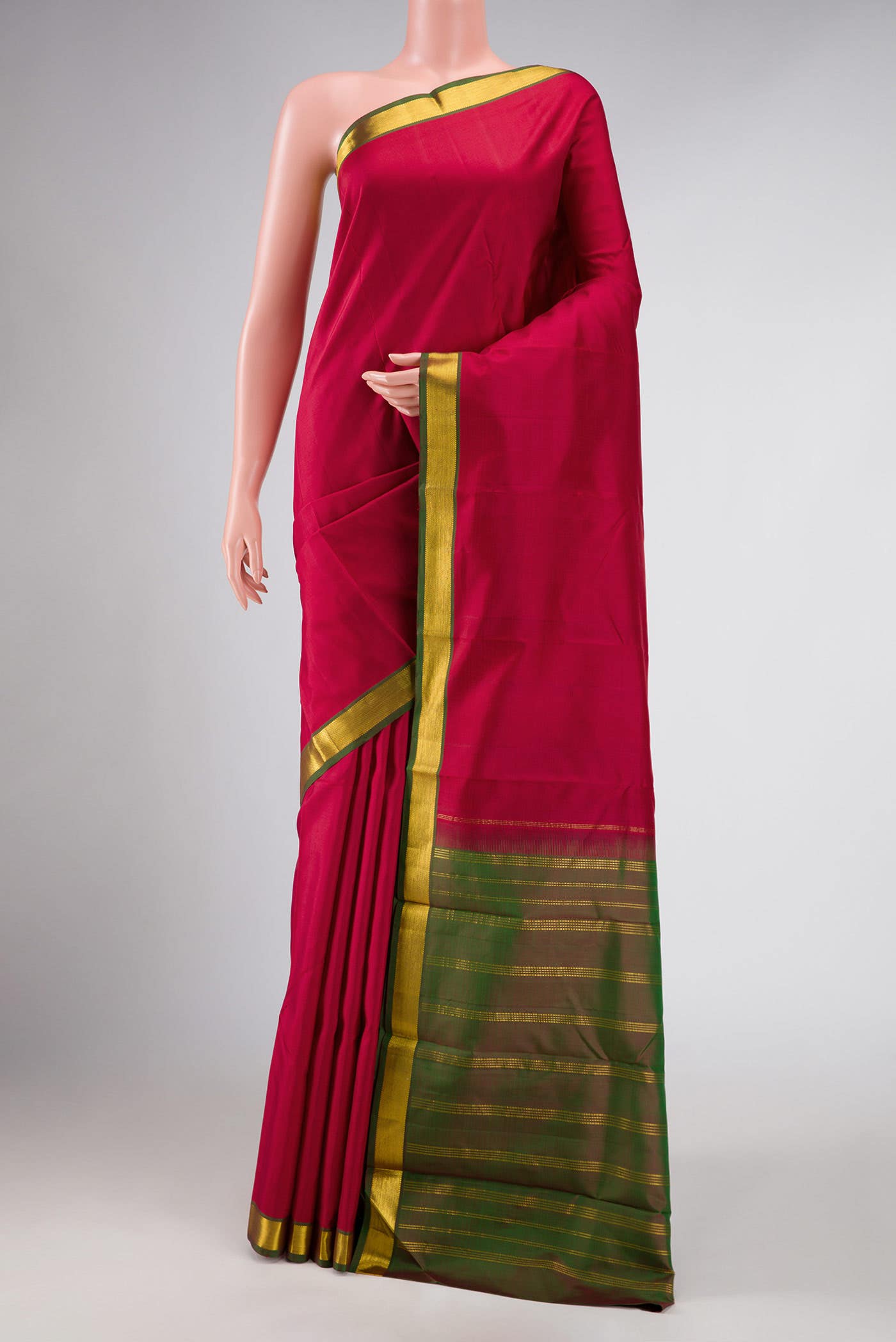 Pure Silk Pure Zari Maroon Dual Tone Kanchipuram Saree