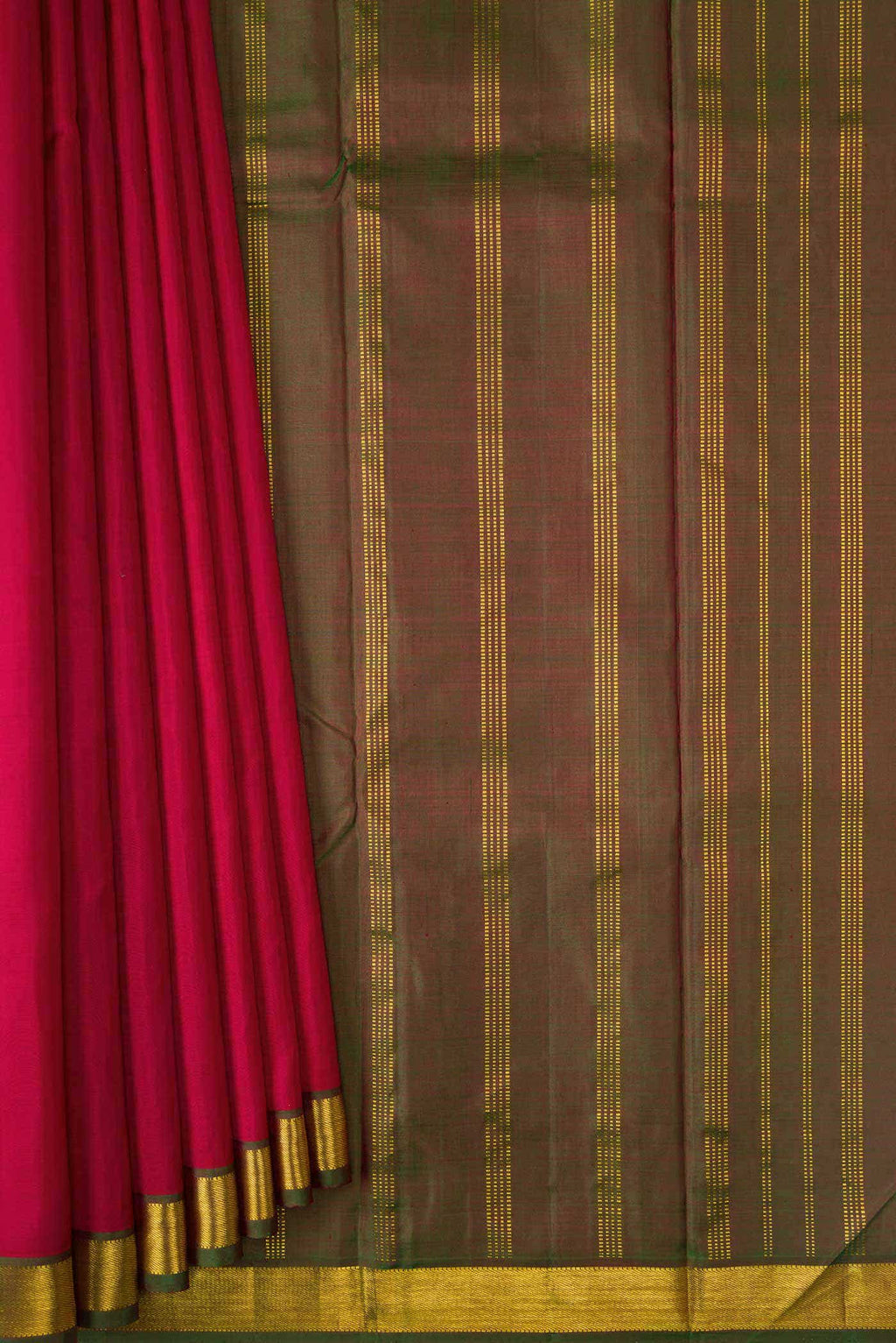 Pure Silk Pure Zari Maroon Dual Tone Kanchipuram Saree