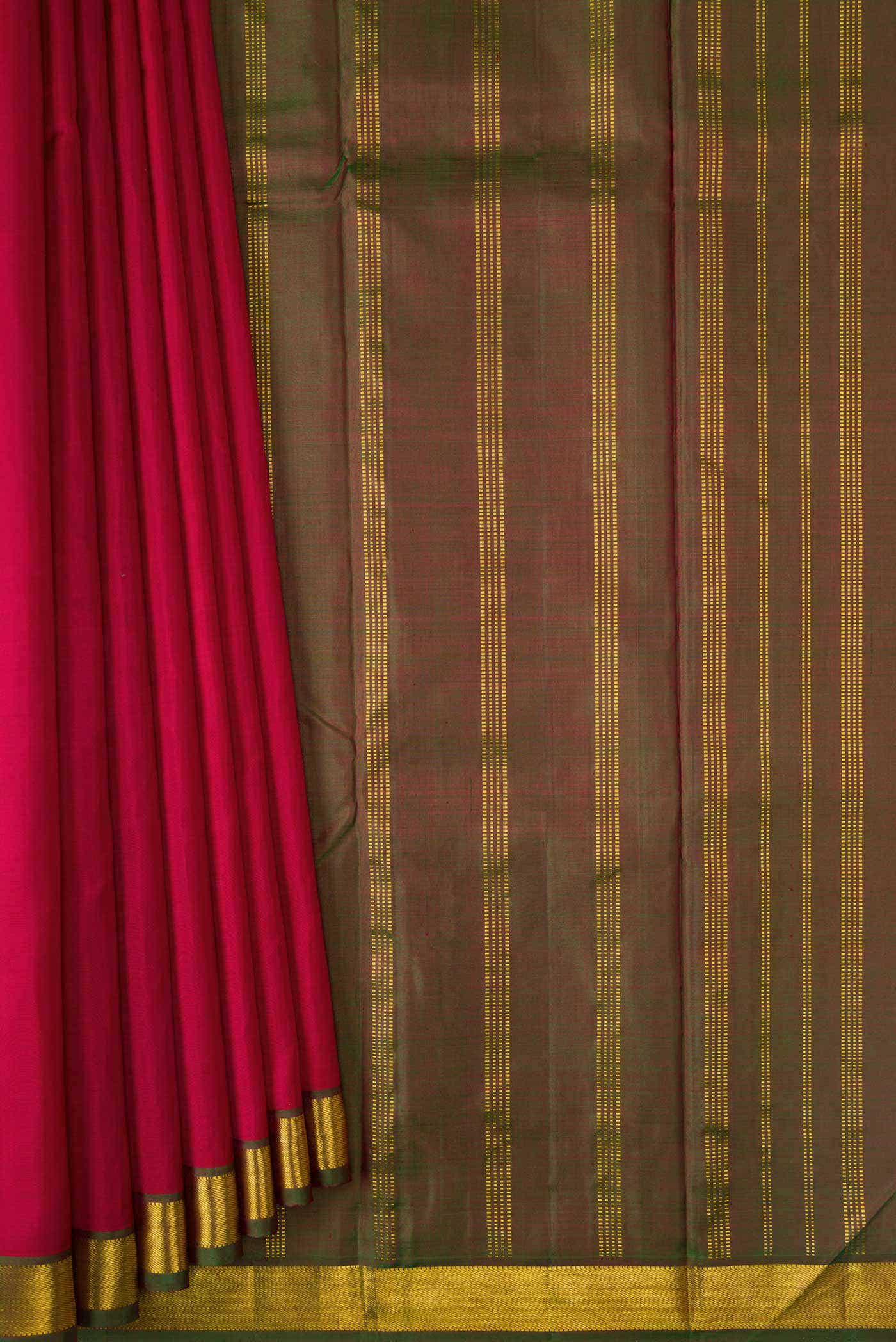 Pure Silk Pure Zari Maroon Dual Tone Kanchipuram Saree