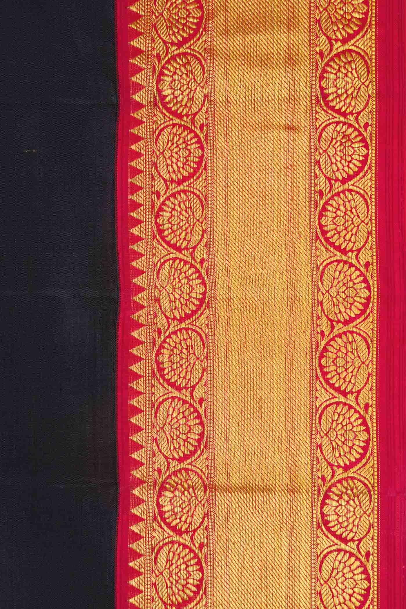 Pure Silk Pure Zari Black Dual Tone Kanchipuram Saree