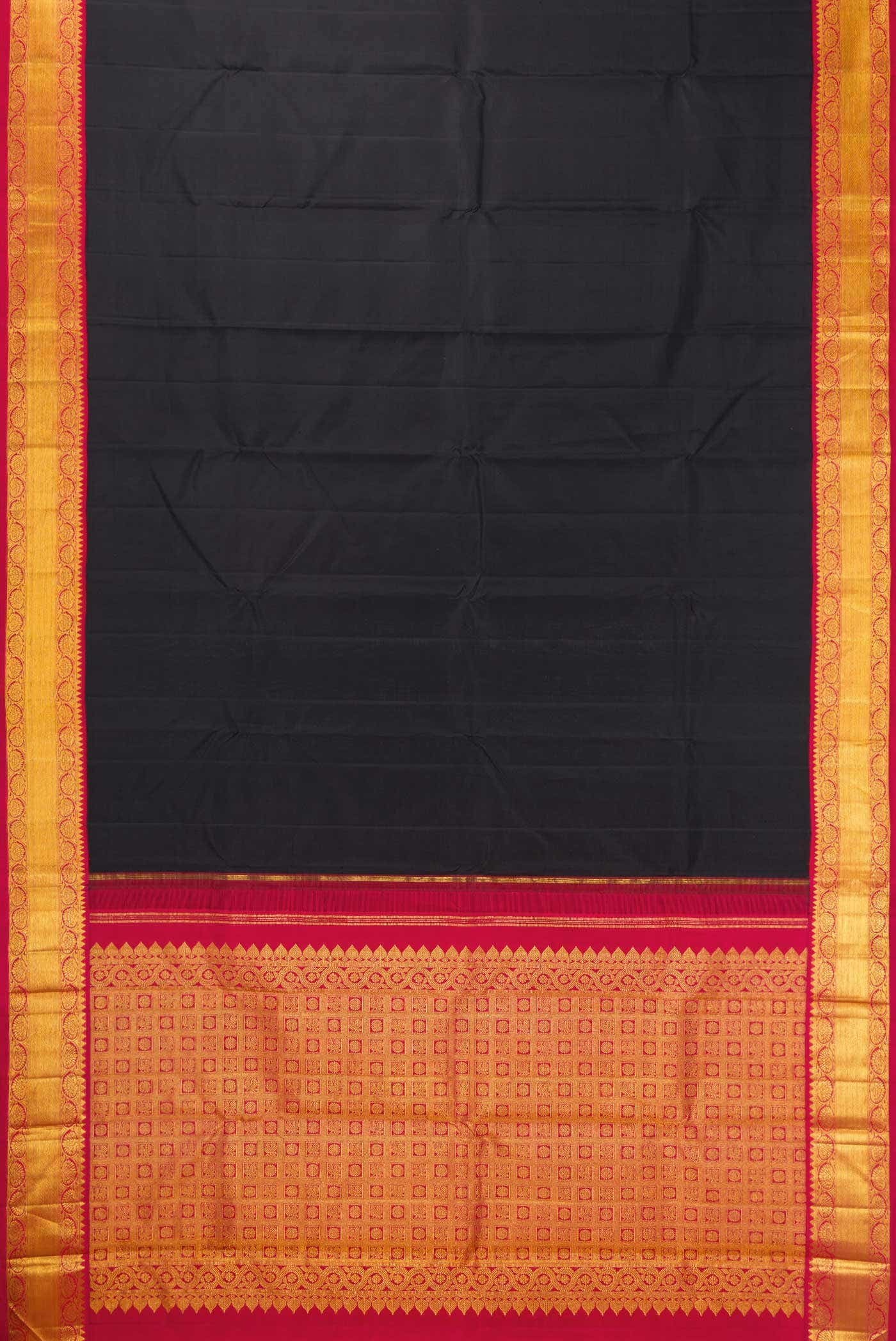 Pure Silk Pure Zari Black Dual Tone Kanchipuram Saree
