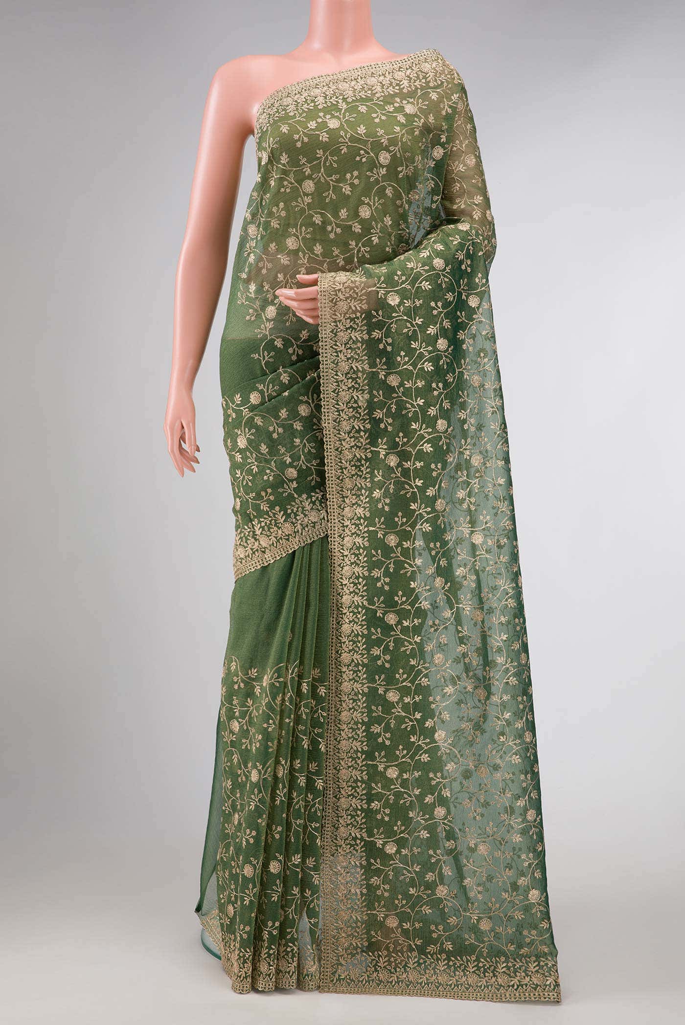 Green Dual Tone Organza Silk Saree