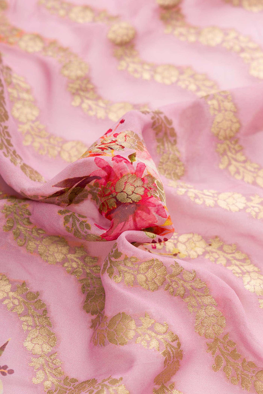 Pink Dual Tone Mysore Georgette Saree