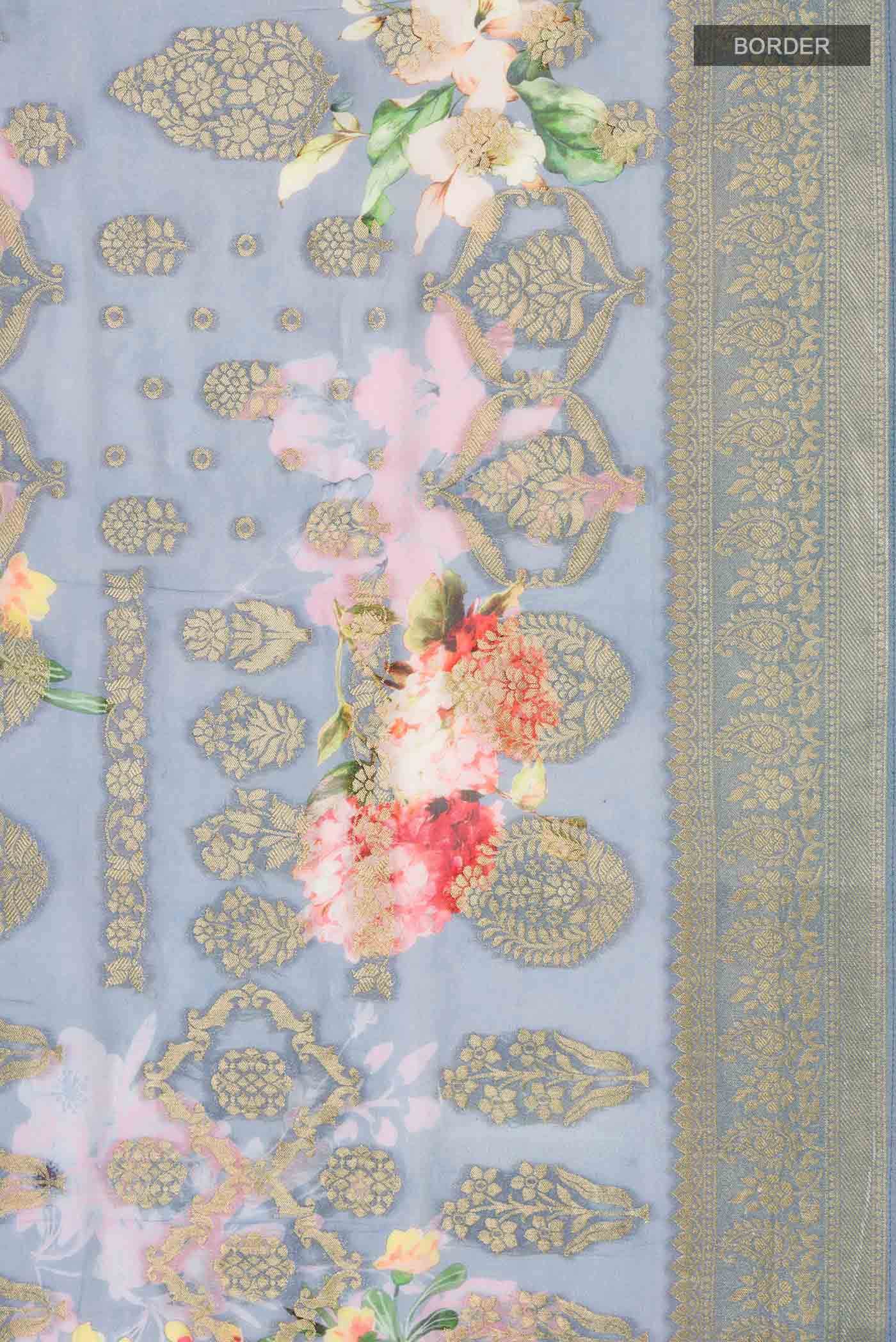 Blue Banarasi Georgette Saree