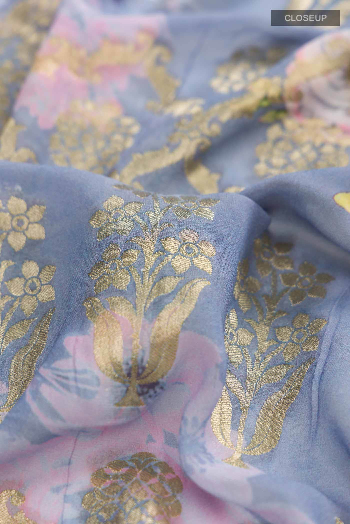 Blue Banarasi Georgette Saree