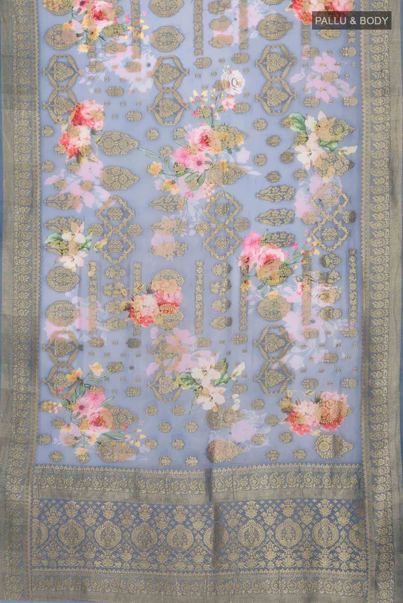Blue Banarasi Georgette Saree