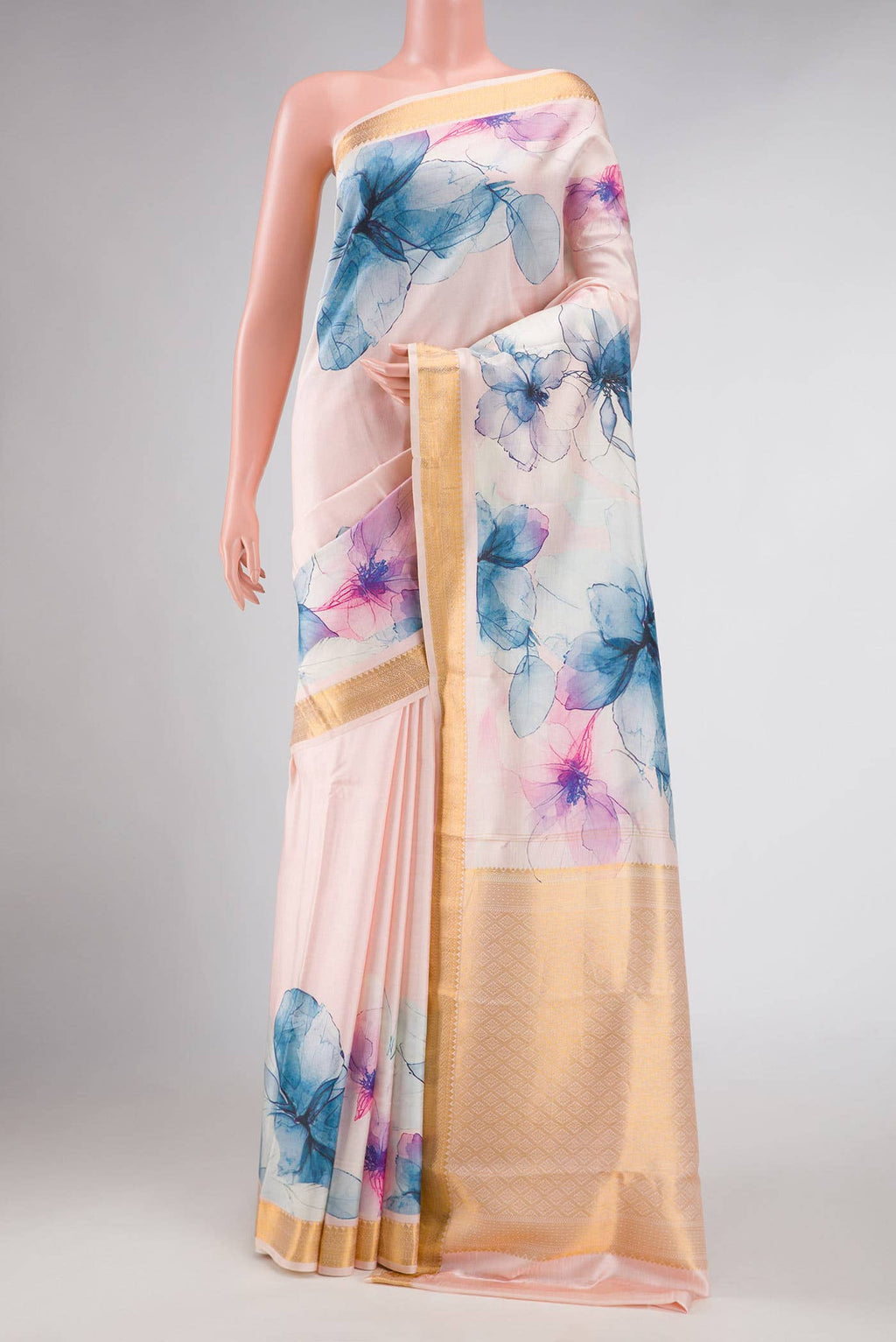 Rose Gold Dual Tone Kanchipuram Silk Saree