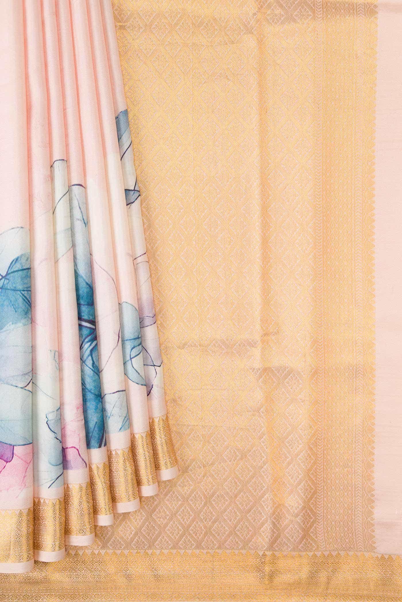 Rose Gold Dual Tone Kanchipuram Silk Saree