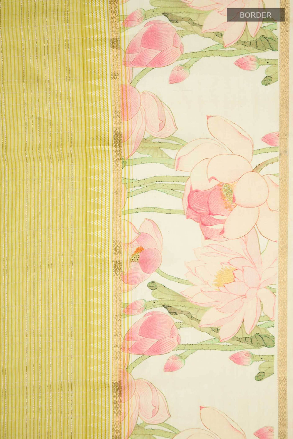 Yellow Printed Silk Saree