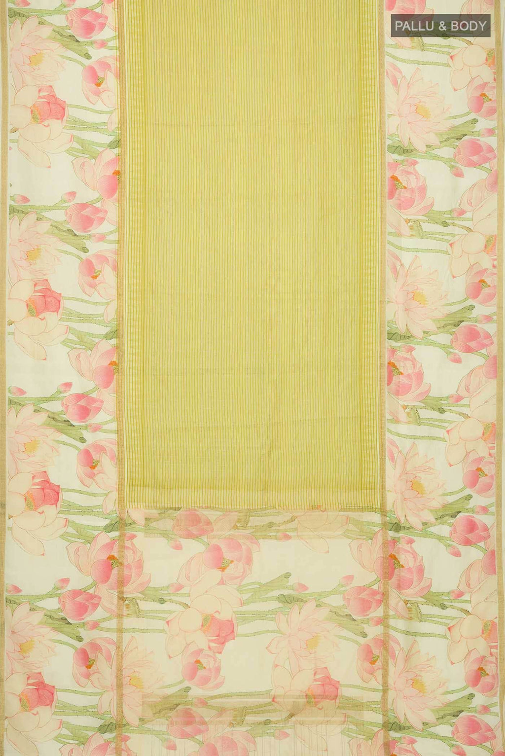 Yellow Printed Silk Saree