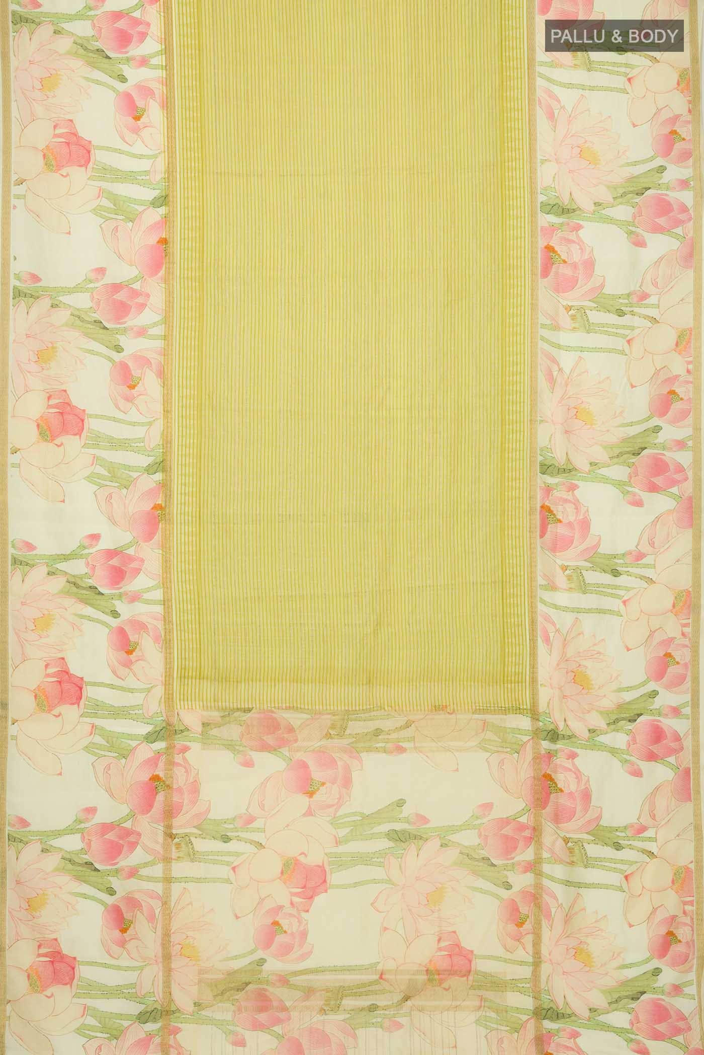 Yellow Printed Silk Saree