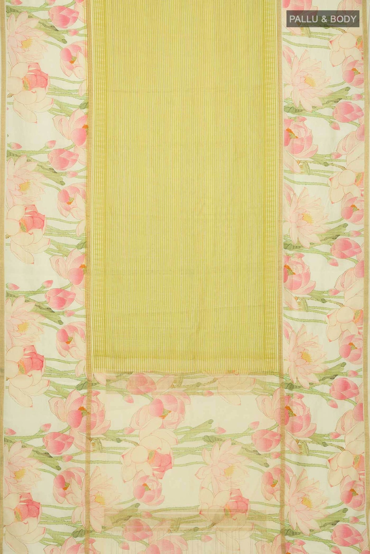Yellow Printed Silk Saree