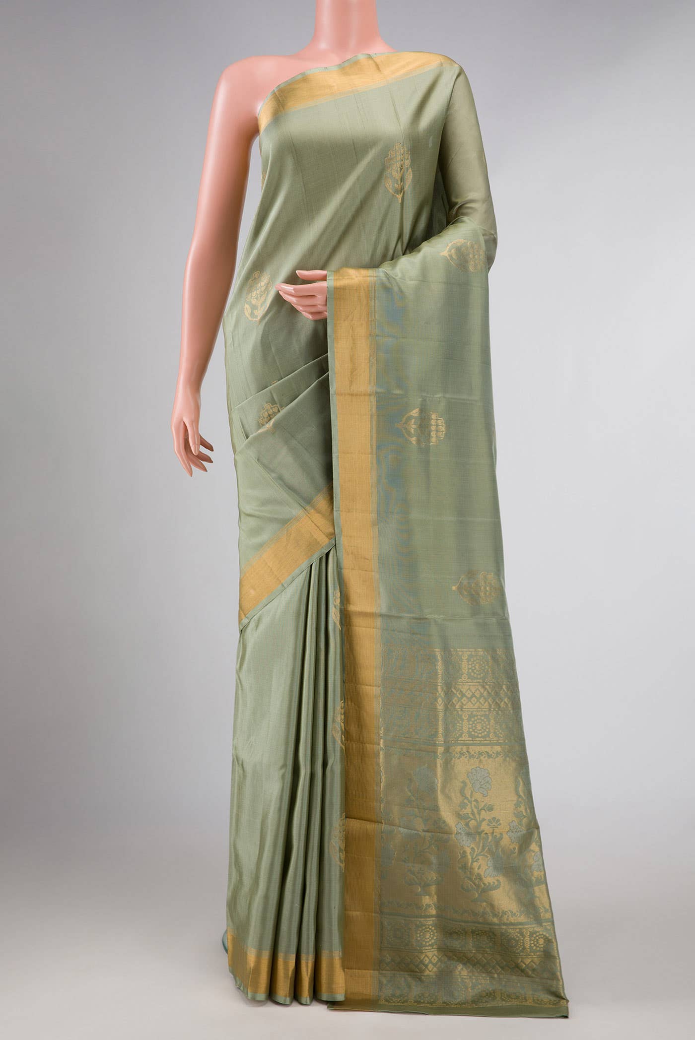 Pista Green Dual Tone Soft Silk Saree