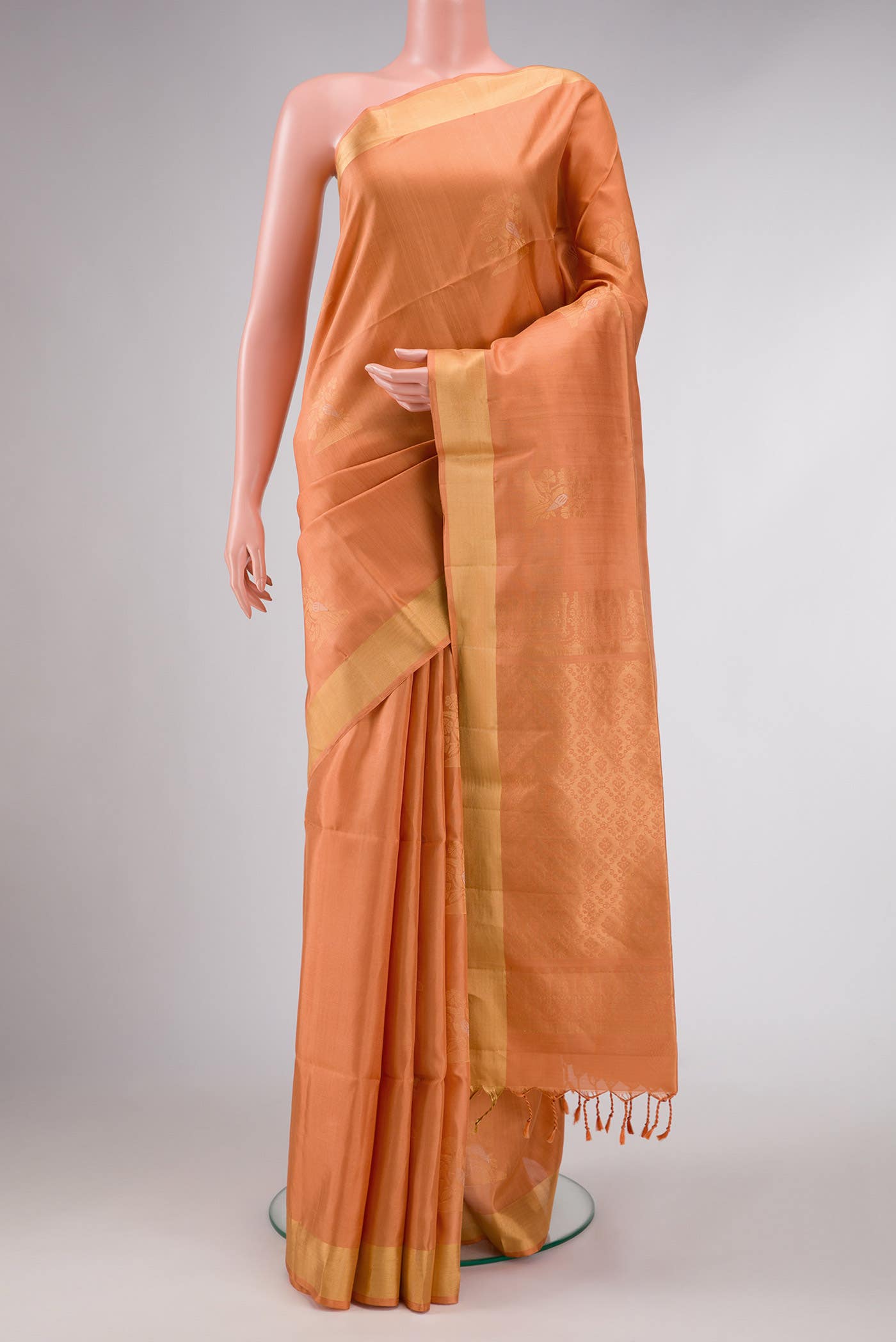 Peach Dual Tone Soft Silk Saree