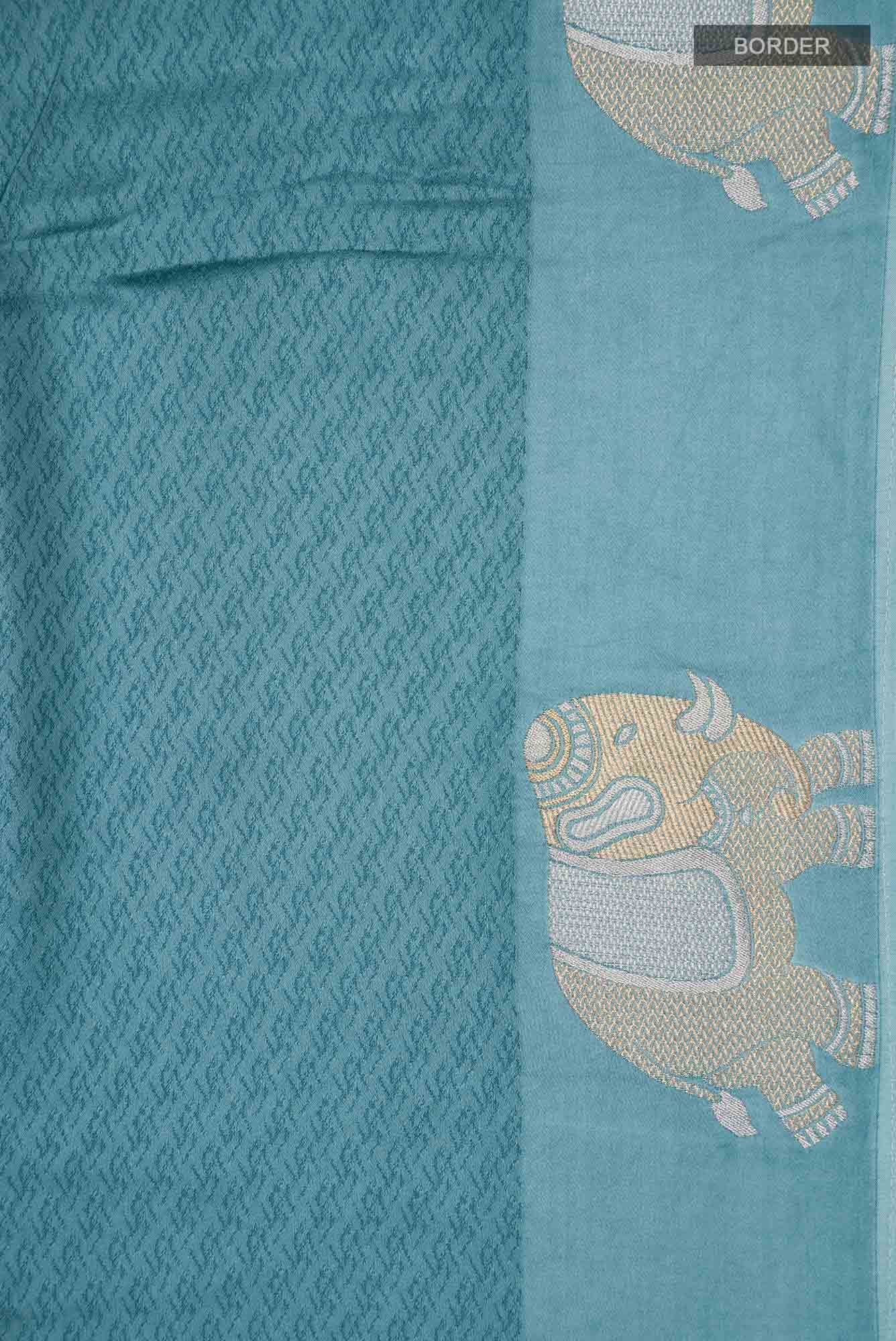 Blue Crepe Saree