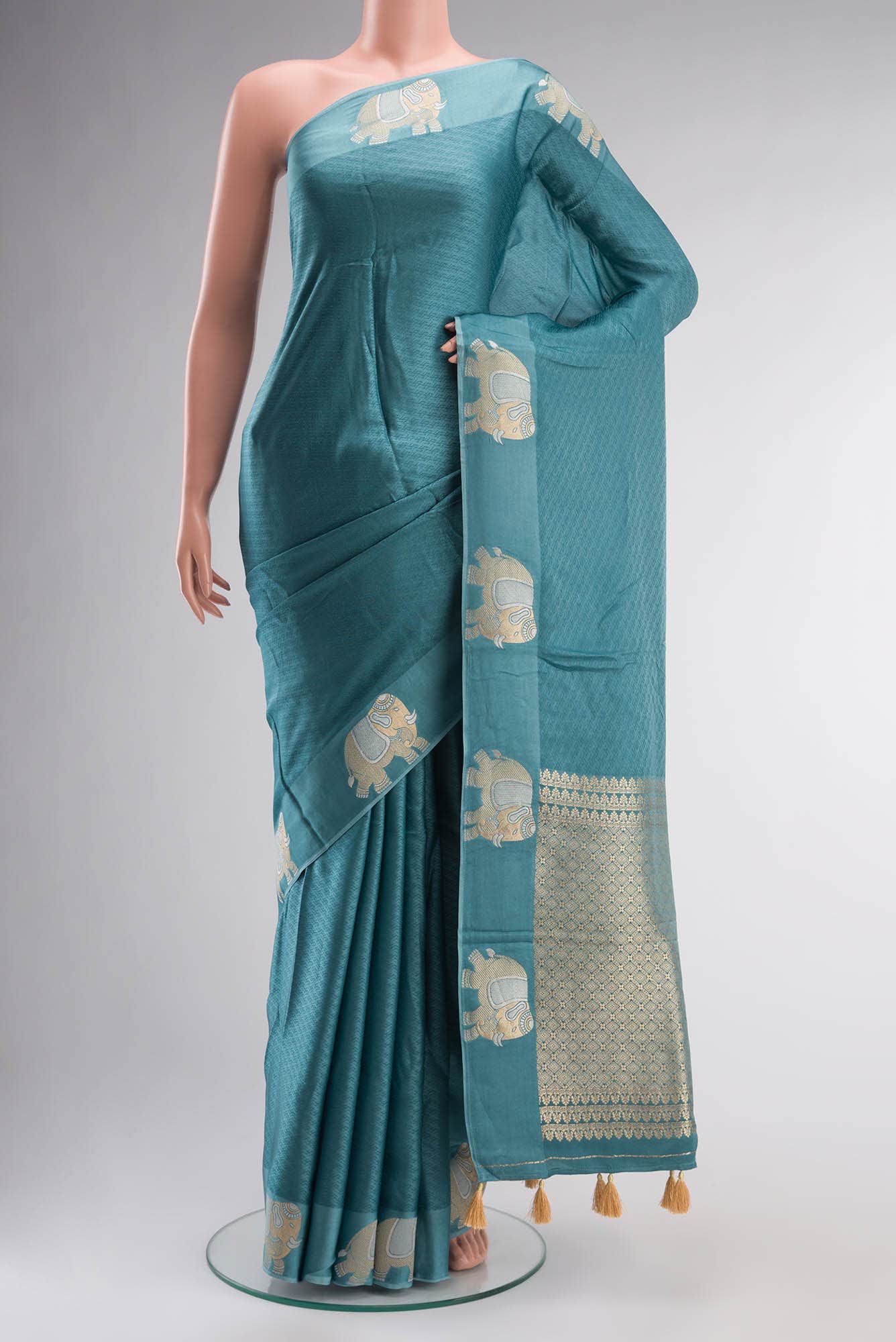 Blue Crepe Saree