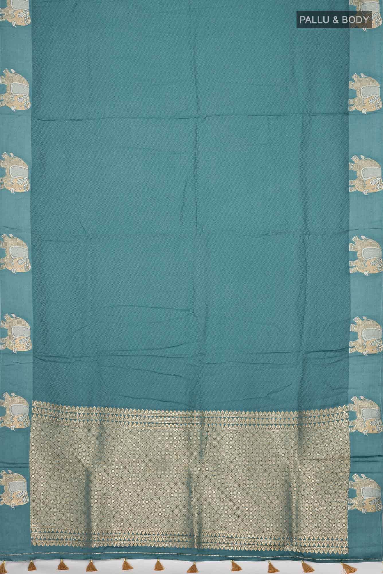 Blue Crepe Saree