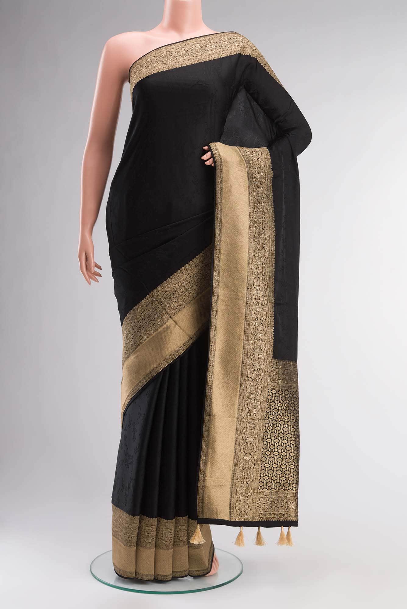 Black Blended Crepe Saree