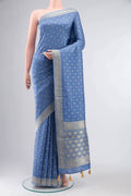 Blue Blended Tussar Silk Saree