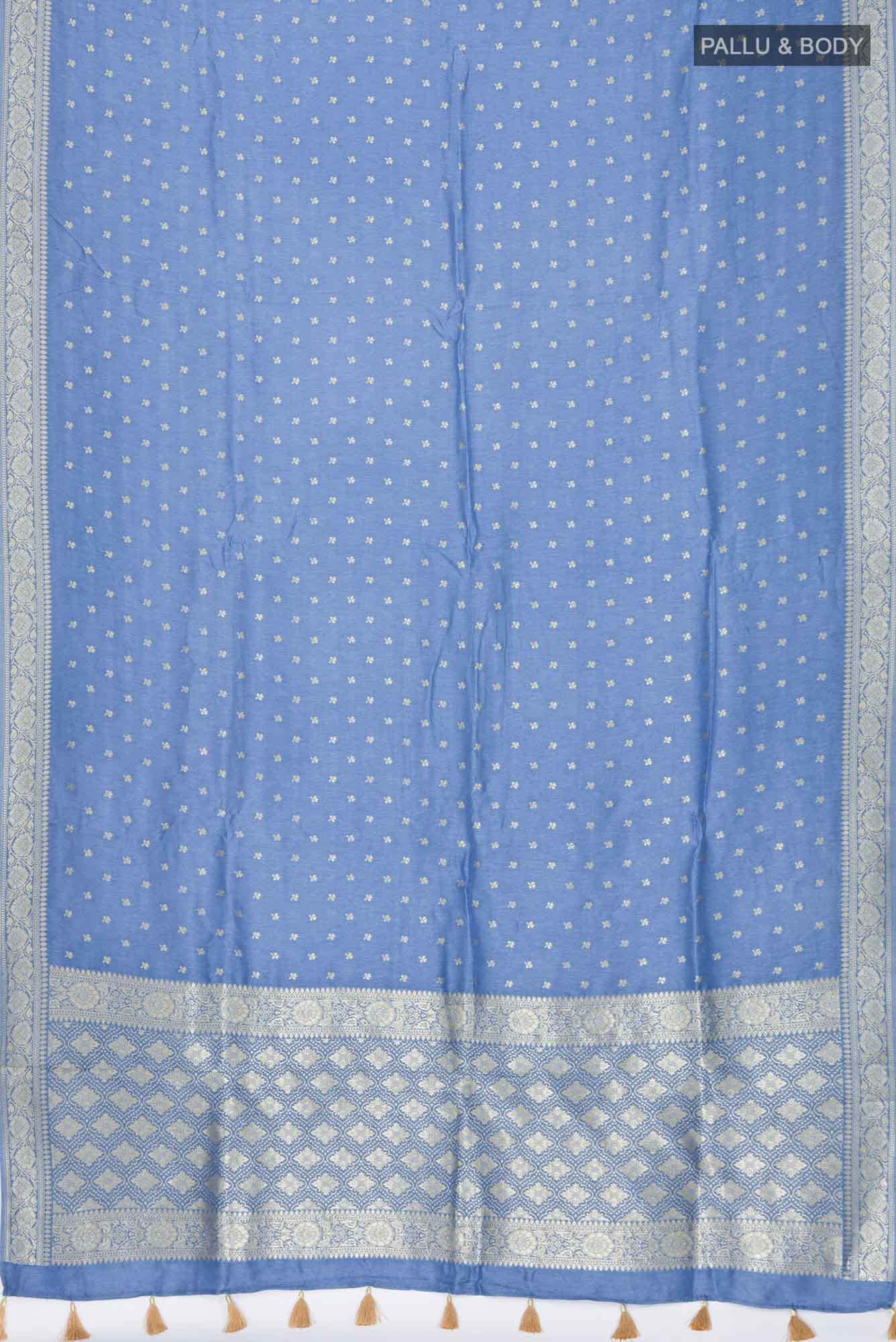 Blue Blended Tussar Silk Saree
