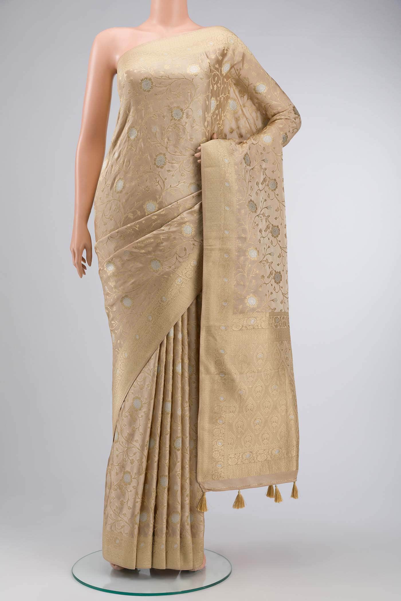 Gold Satin Silk Saree