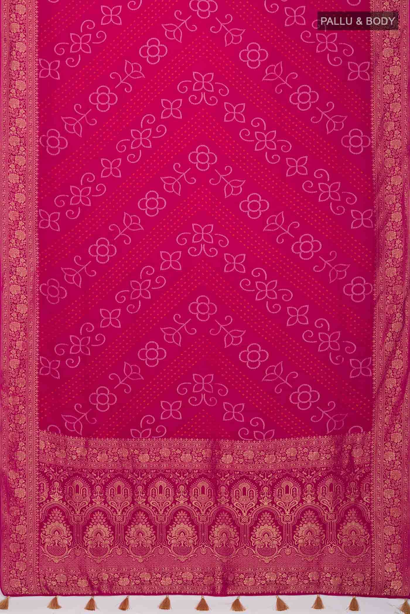 Pink Satin Crepe Saree
