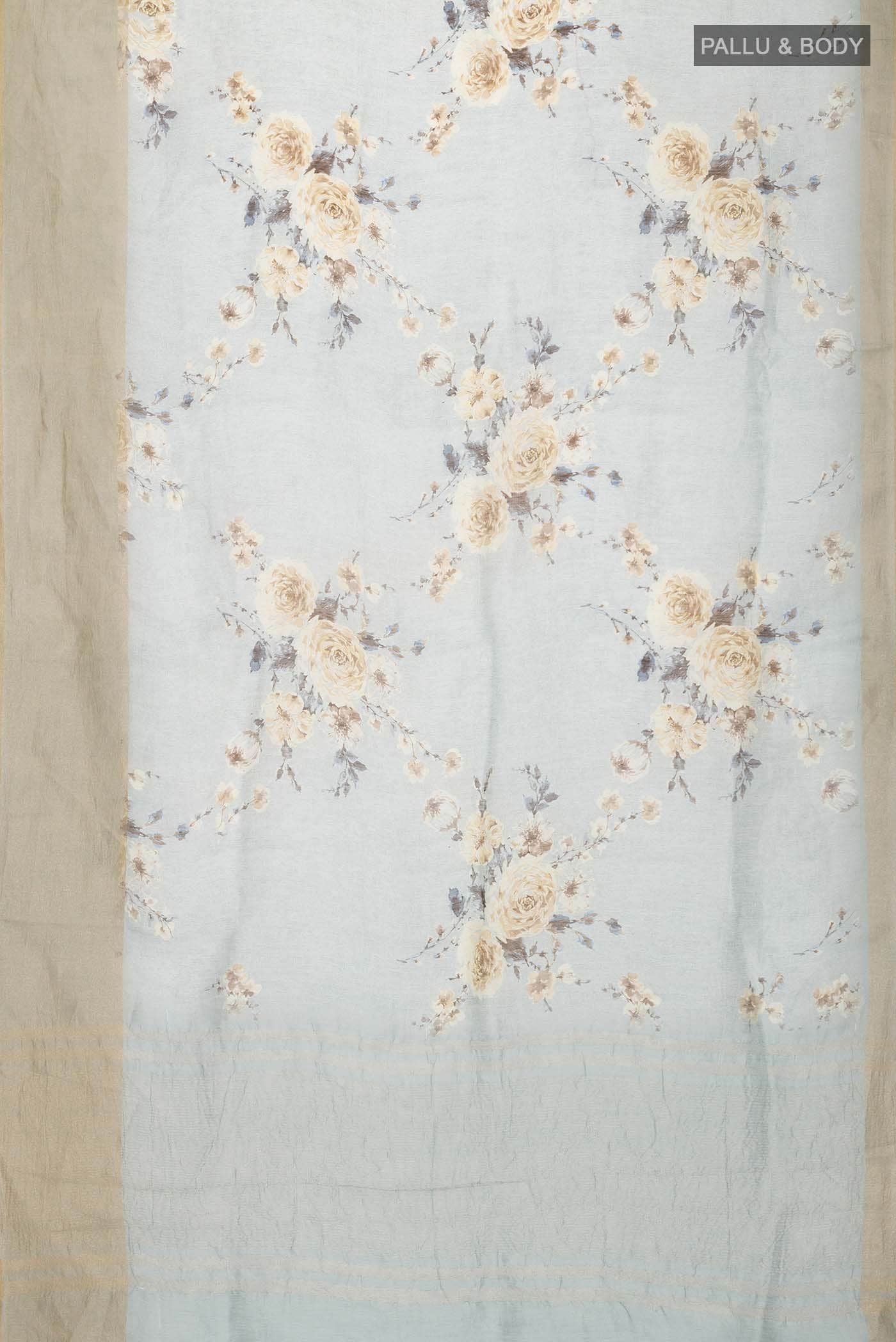 Light Blue Tussar Silk Saree