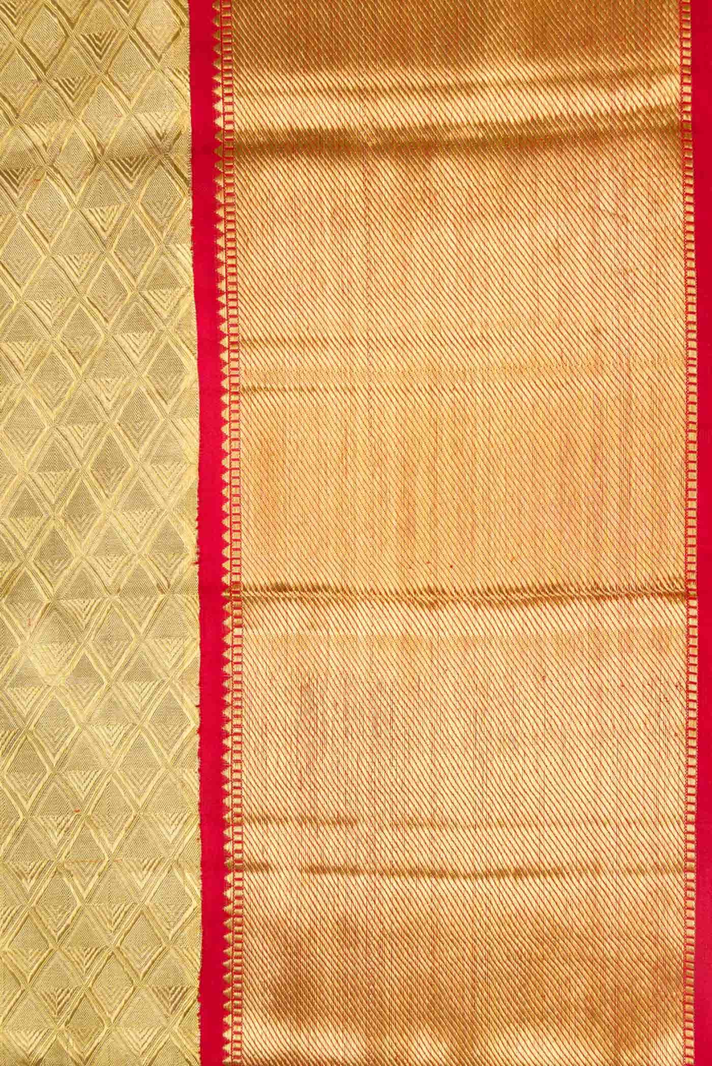 Pure Silk Pure Zari Gold Dual Tone Kanchipuram Tissue Saree