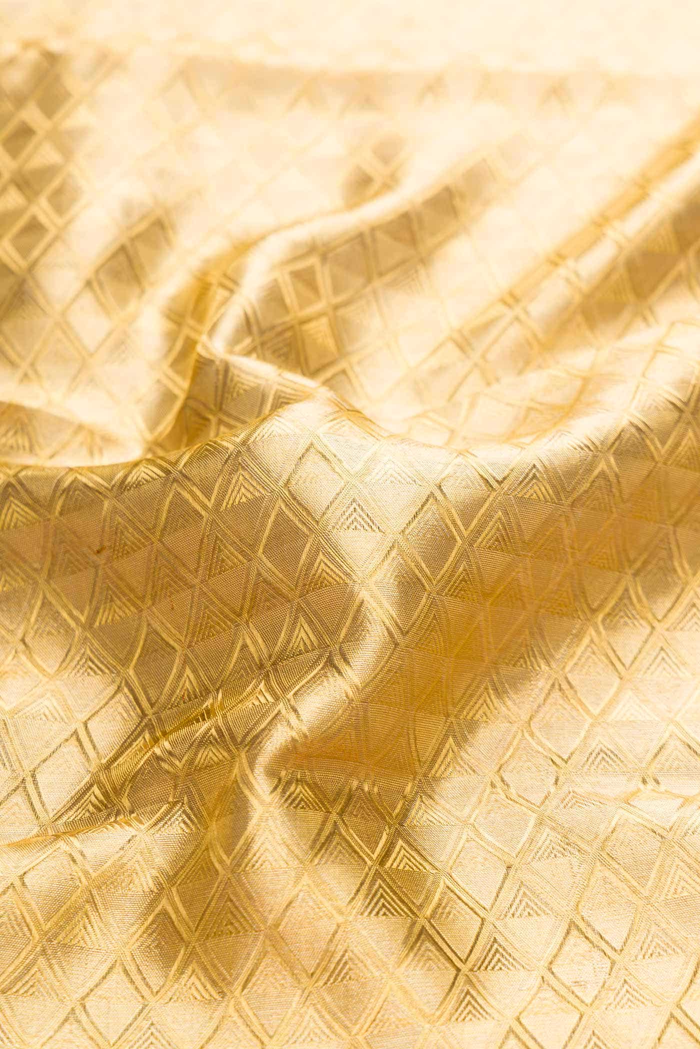 Pure Silk Pure Zari Gold Dual Tone Kanchipuram Tissue Saree
