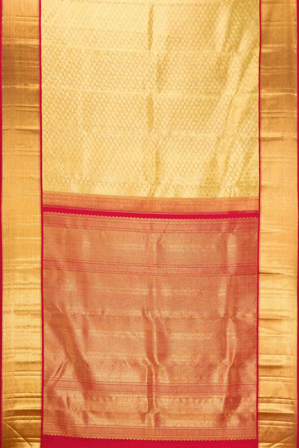 Pure Silk Pure Zari Gold Dual Tone Kanchipuram Tissue Saree