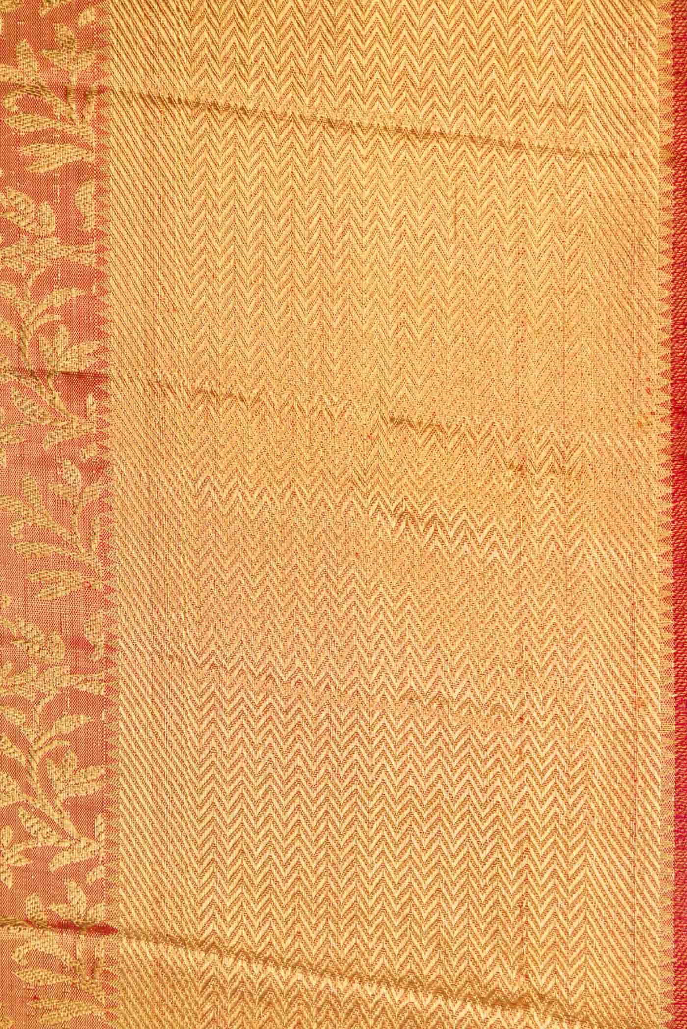 Pure Silk Pure Zari Red Dual Tone Kanchipuram Tissue Saree