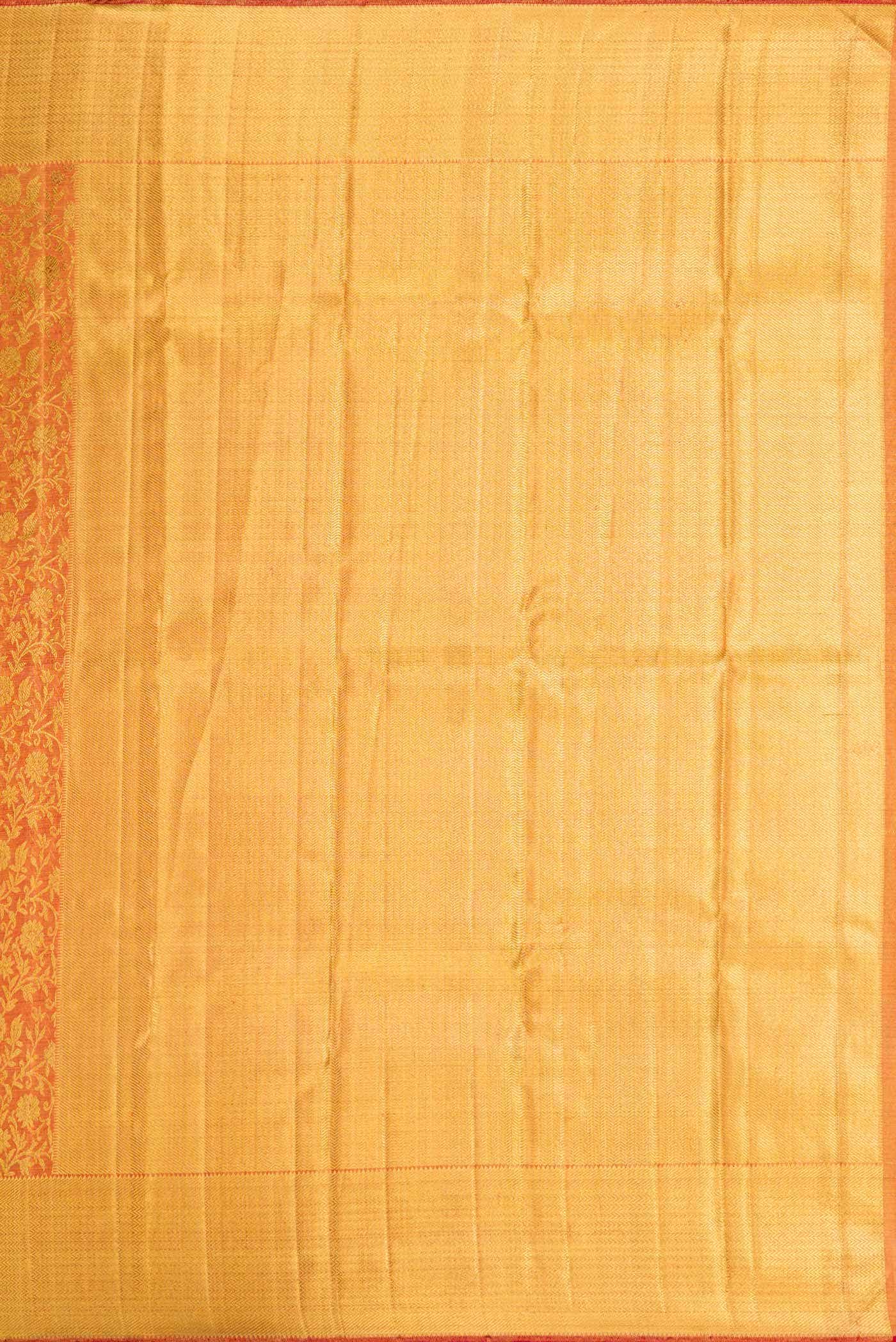 Pure Silk Pure Zari Red Dual Tone Kanchipuram Tissue Saree