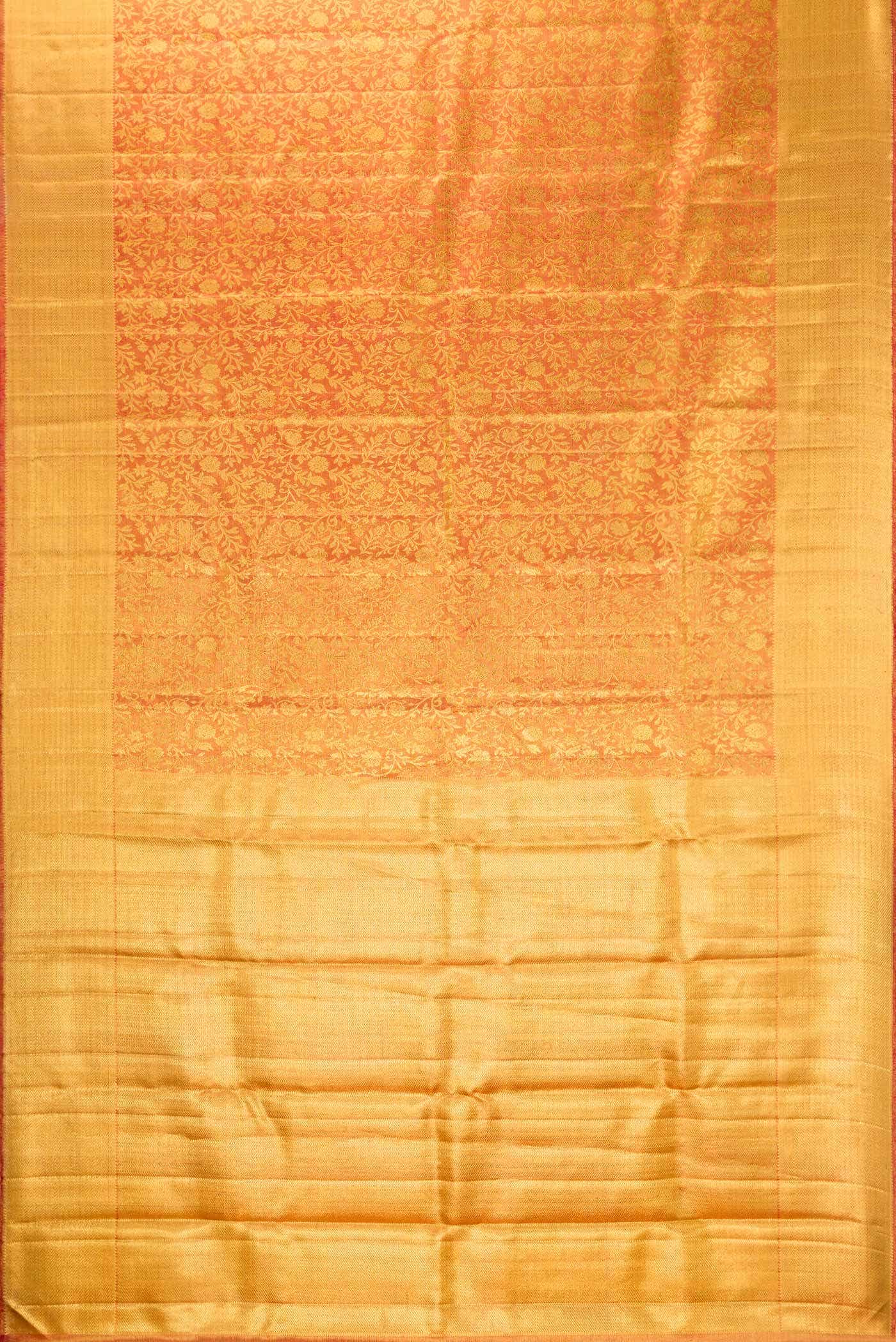 Pure Silk Pure Zari Red Dual Tone Kanchipuram Tissue Saree