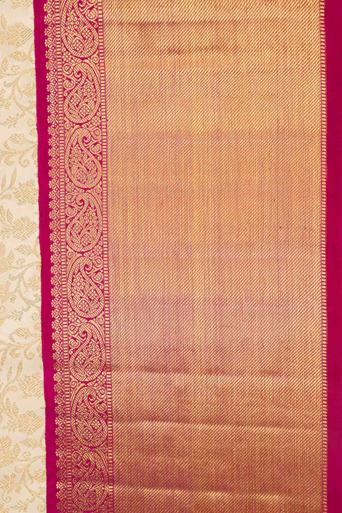 Pure Silk Pure Zari Off White Dual Tone Kanchipuram Saree
