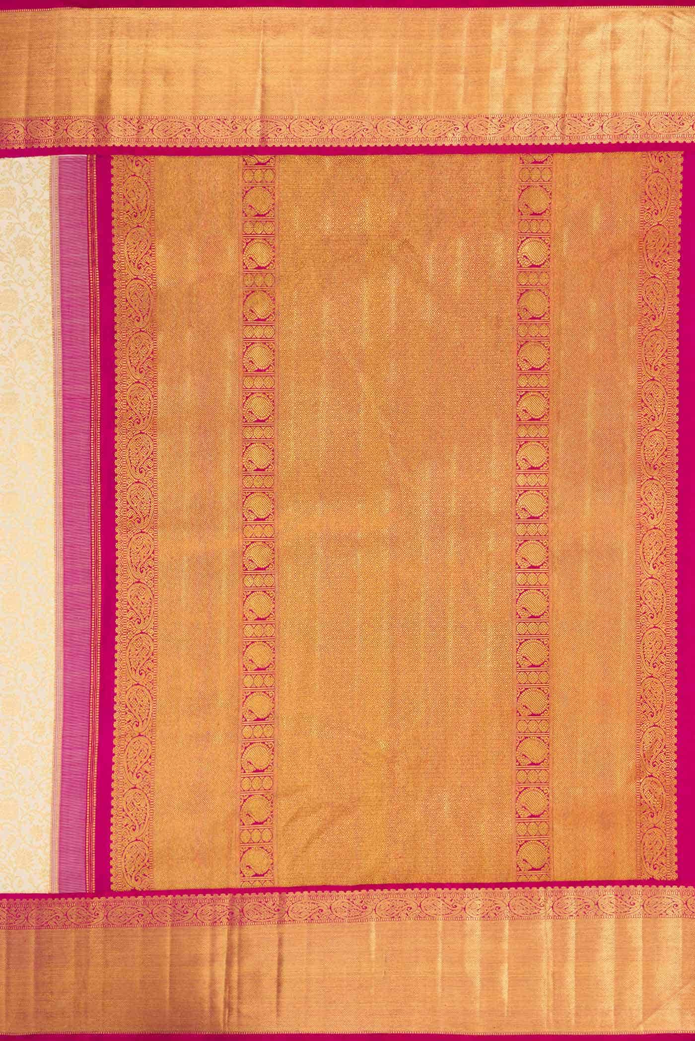 Pure Silk Pure Zari Off White Dual Tone Kanchipuram Saree