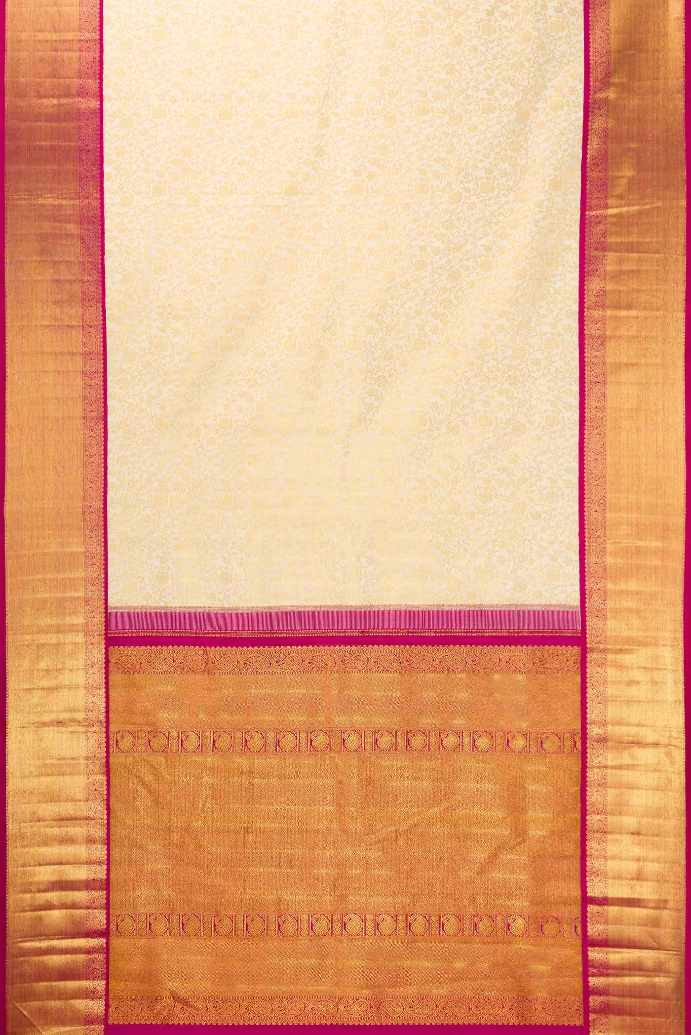 Pure Silk Pure Zari Off White Dual Tone Kanchipuram Saree