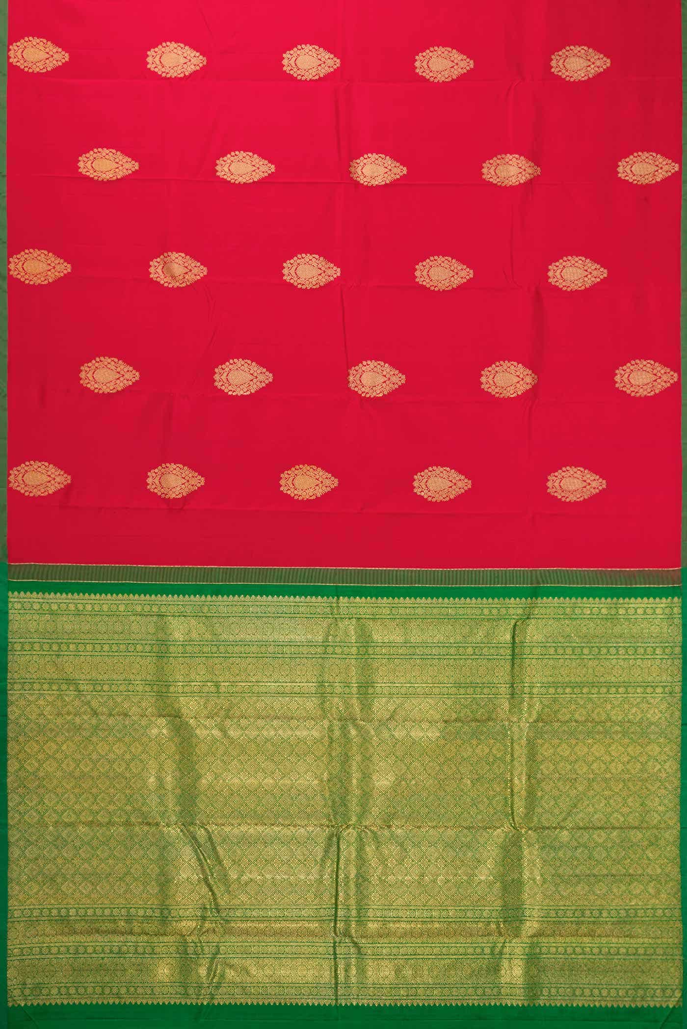 Pure Silk Pure Zari Red Dual Tone Kanchipuram Saree