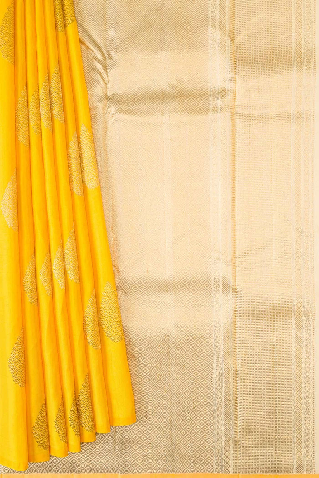 Pure Silk Pure Zari Yellow Dual Tone Kanchipuram Saree