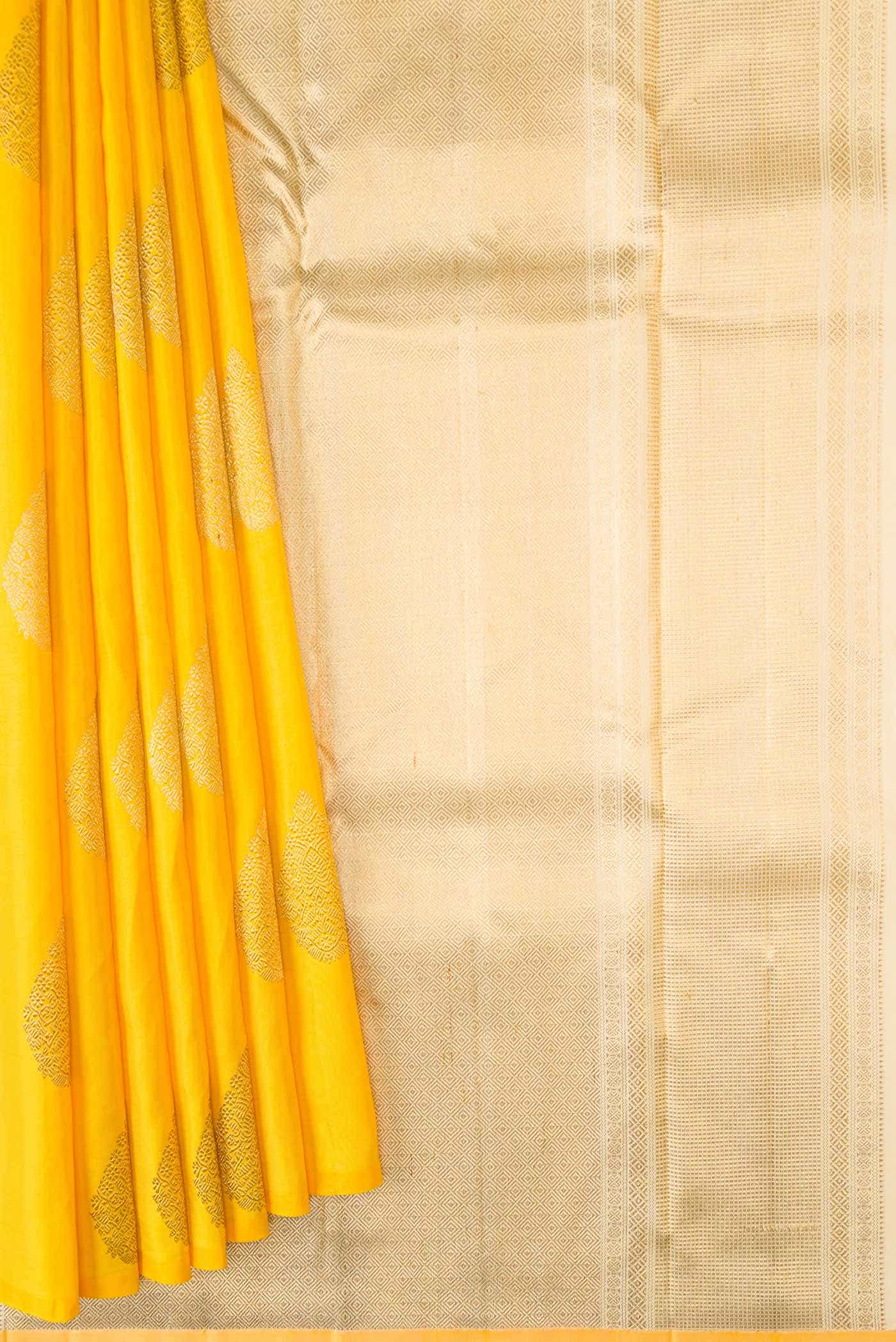 Pure Silk Pure Zari Yellow Dual Tone Kanchipuram Saree