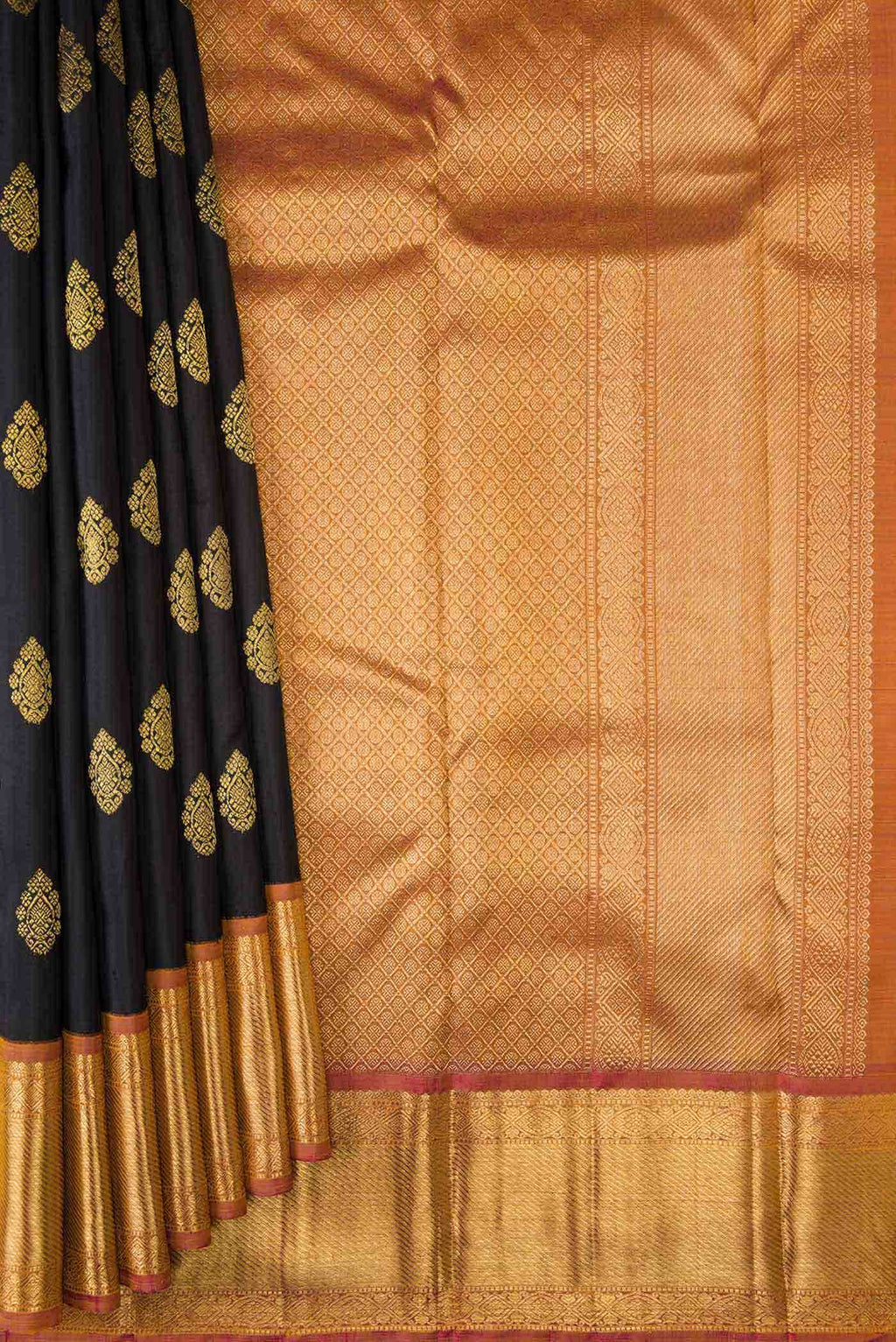 Pure Silk Pure Zari Black Kanchipuram Saree