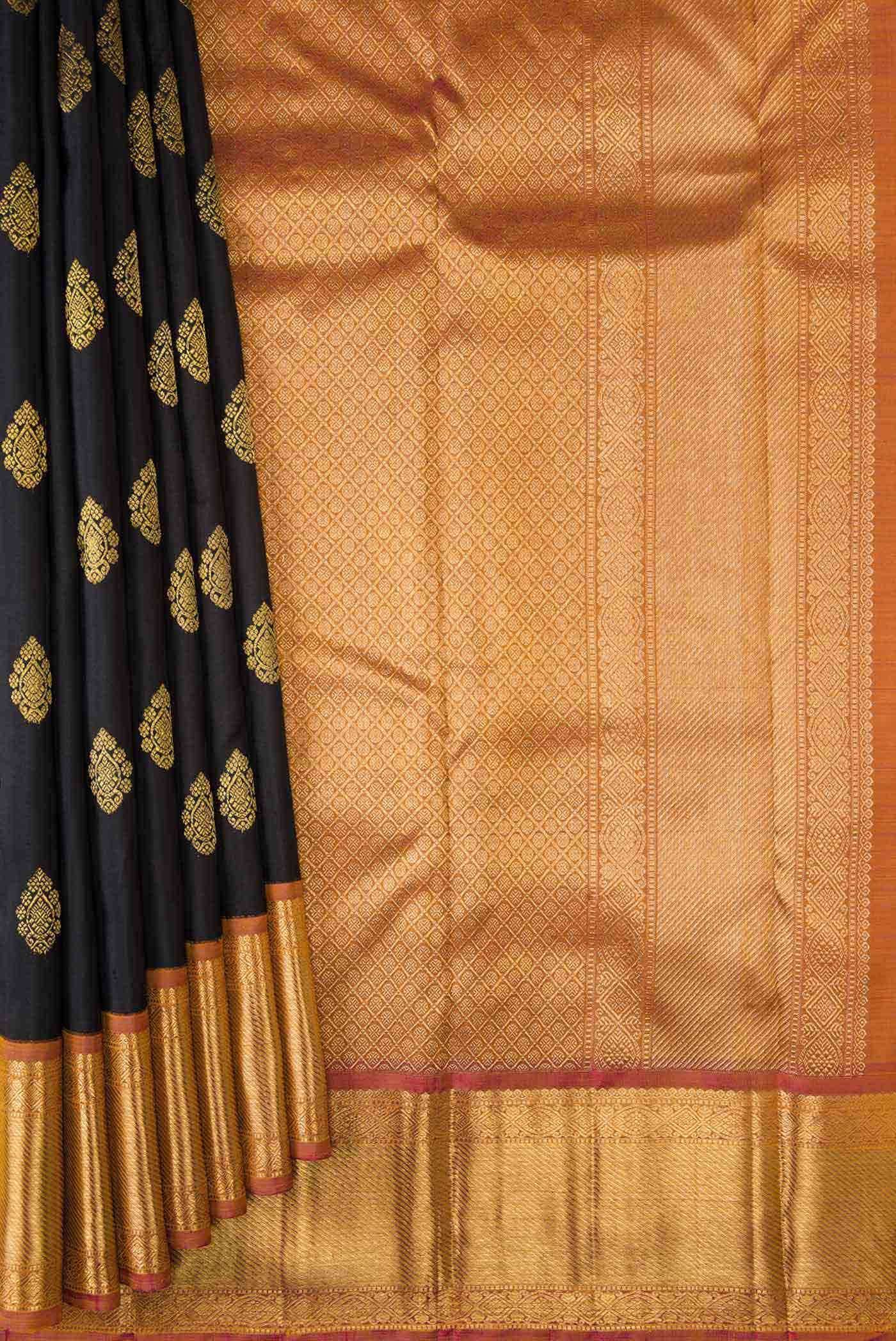 Pure Silk Pure Zari Black Kanchipuram Saree